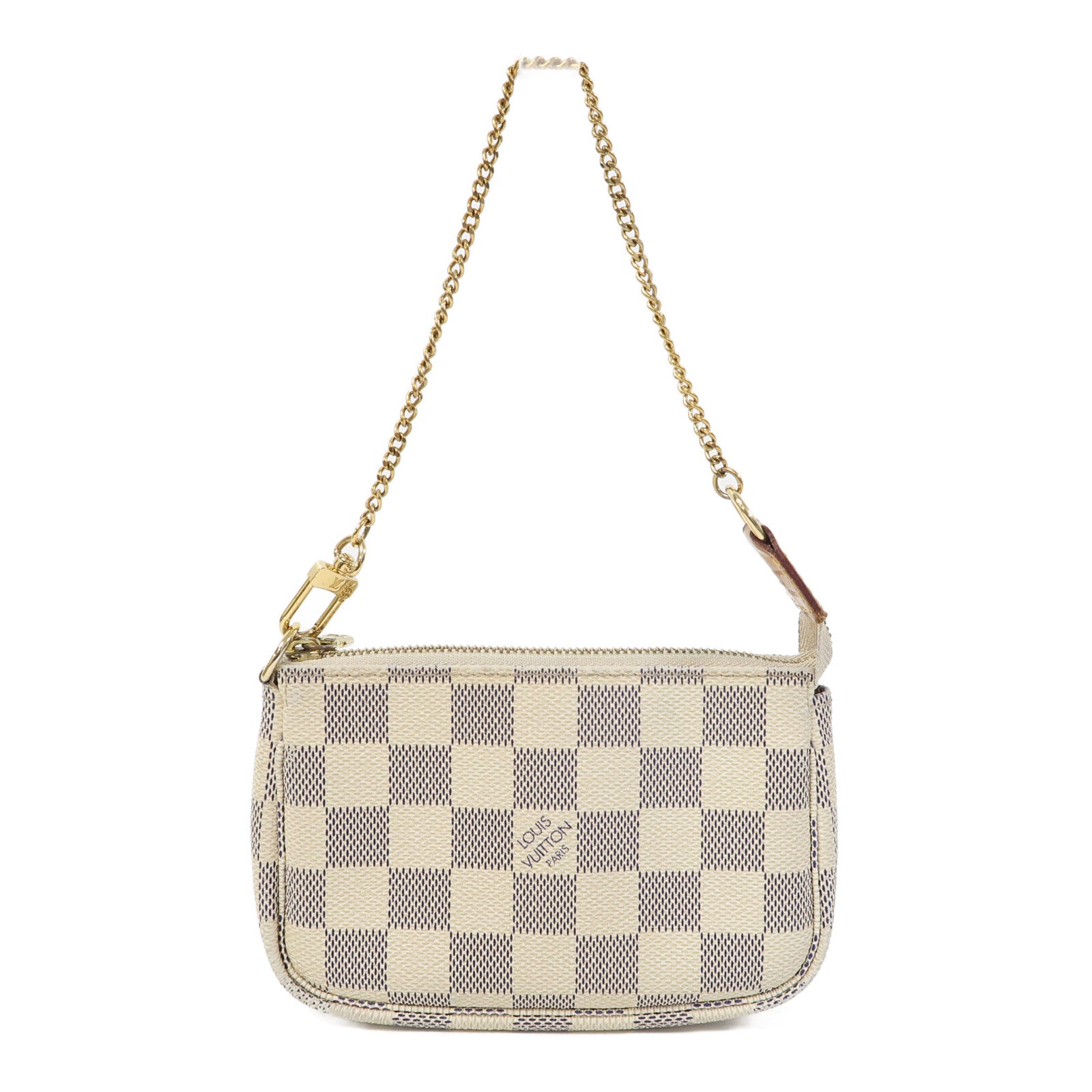 LOUIS VUITTON Damier Azur Mini Pochette Accessoires金扣手拿包白色/藍色