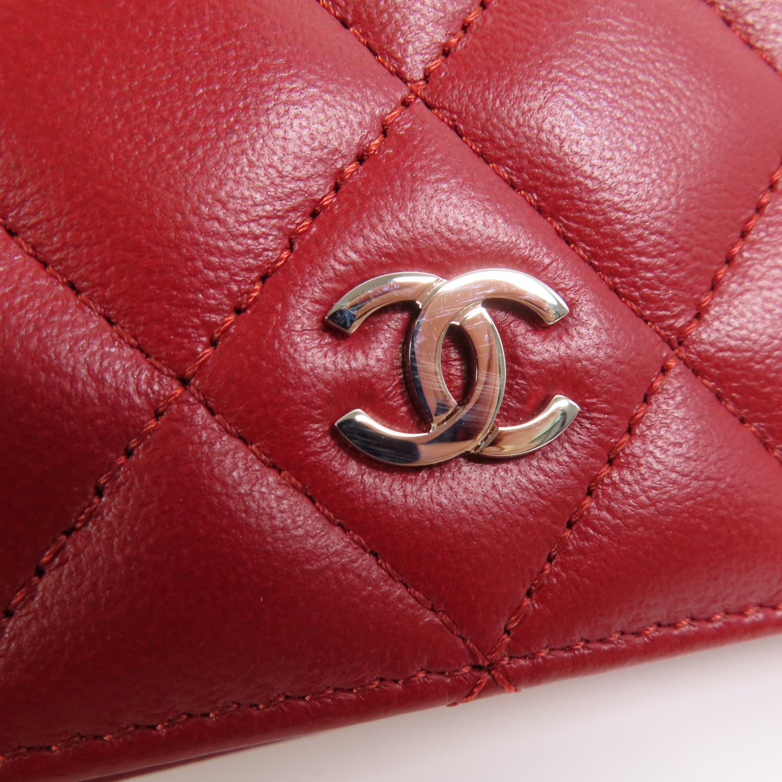 CHANEL 羊皮皮革Long Wallet銀扣長錢包