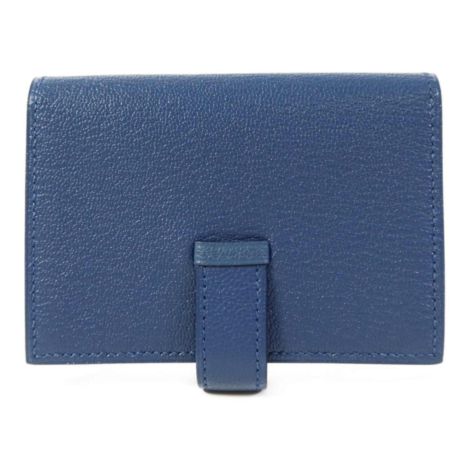 HERMES Chevre皮革Mini Bearn Card Case金扣卡片套Navy