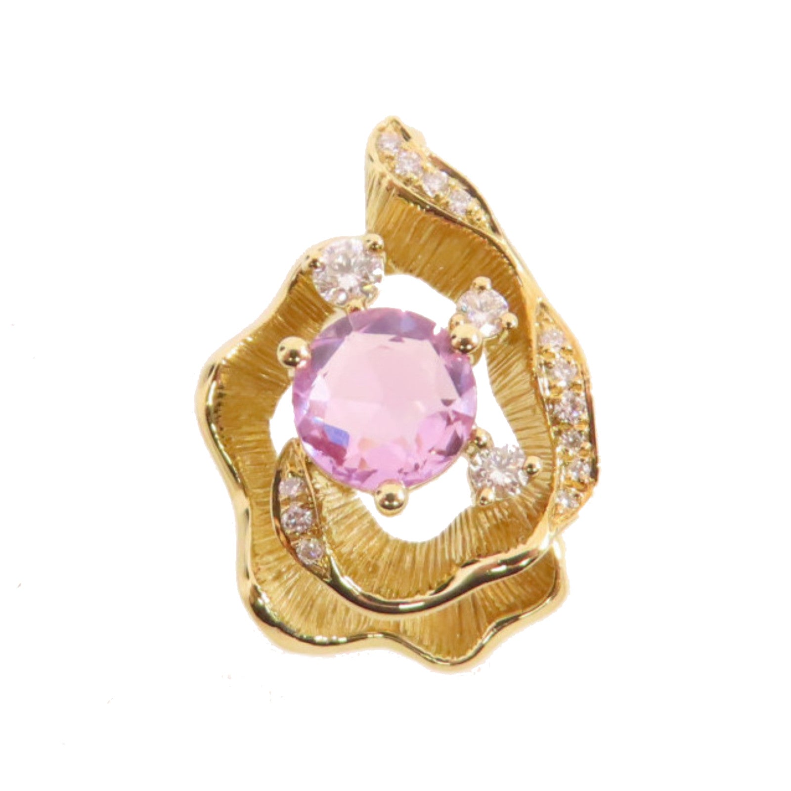 JEWELRY 18K黃金Diamond Pendant Top 0.510ct粉紅藍寶石/0.08ct鑽石Pink Sapphire吊墜頭扣