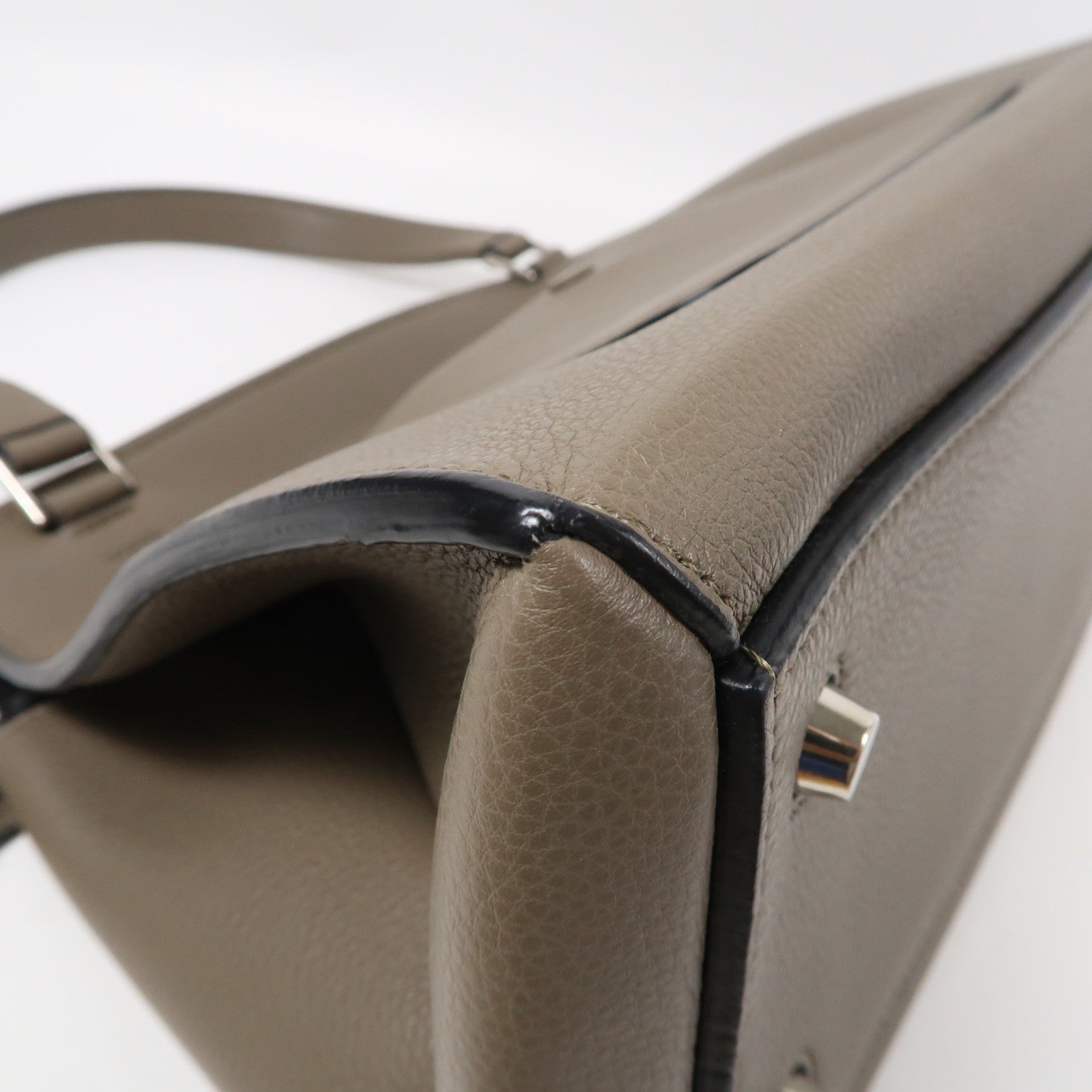 CELINE 【激減優惠】牛皮皮革Shoulder Bag銀扣肩背袋灰色