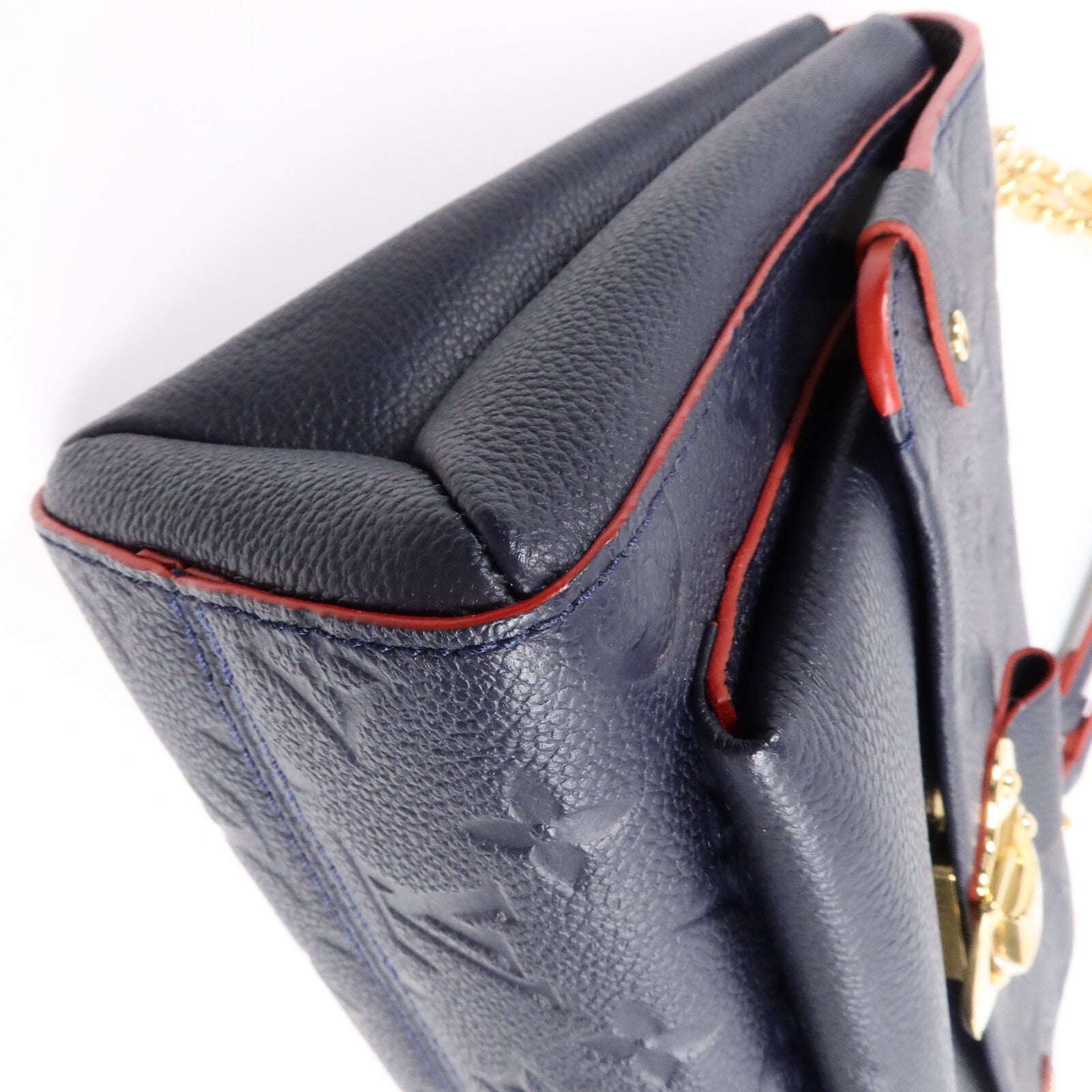 LOUIS VUITTON Monogram Empreinte Vavin PM肩背袋深藍色