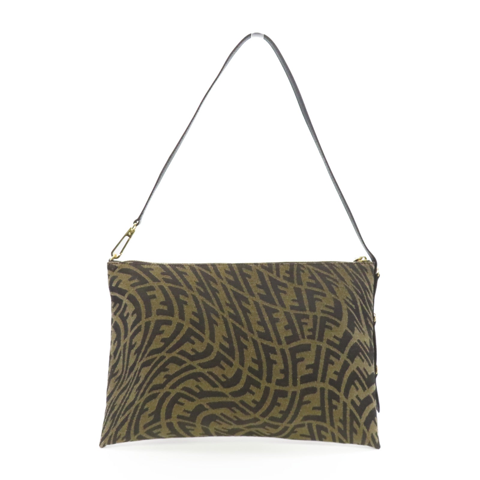 FENDI 帆布Clutch Bag金扣手拿包啡色