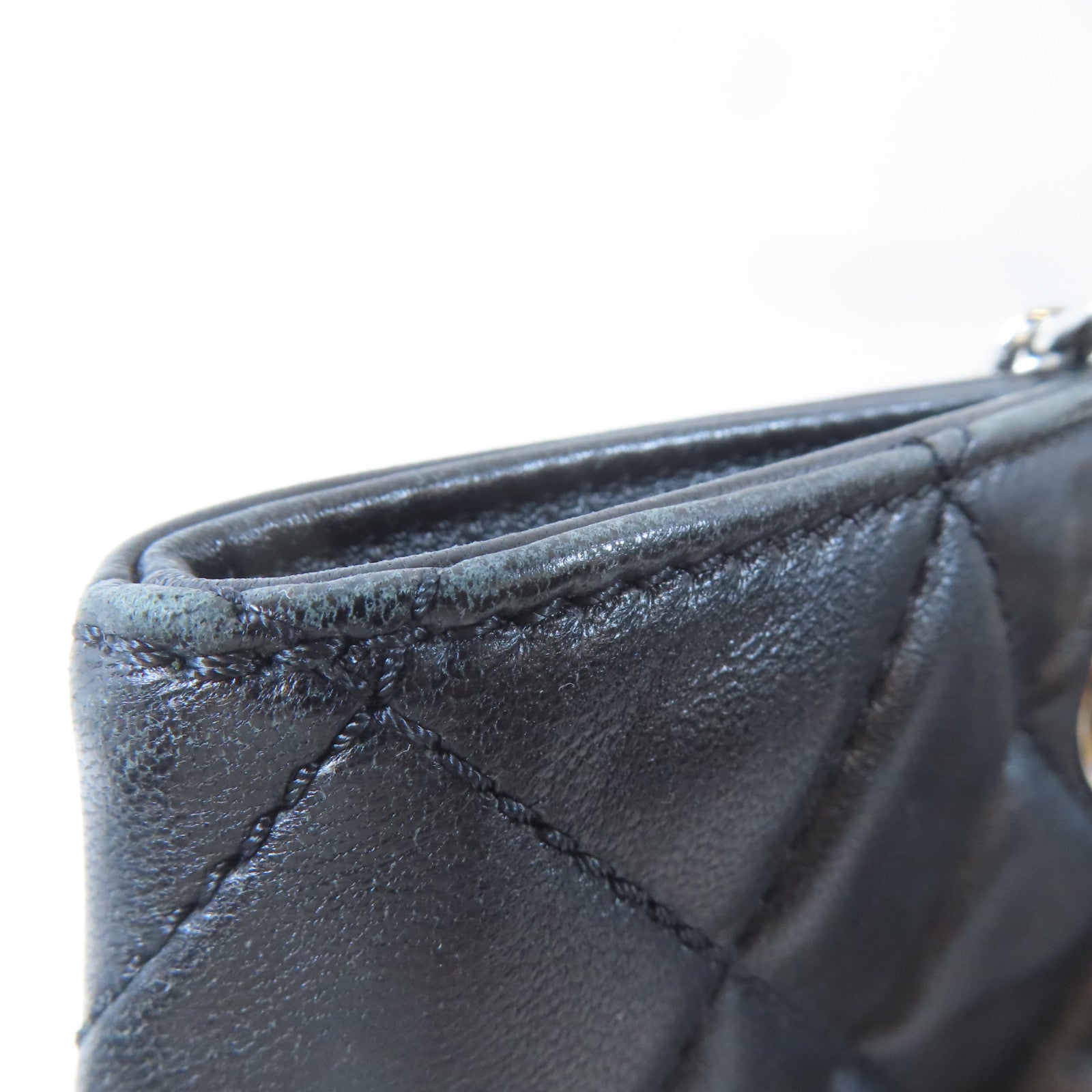 CHANEL 菱格羊皮皮革Shoulder Bag銀扣肩背袋黑色