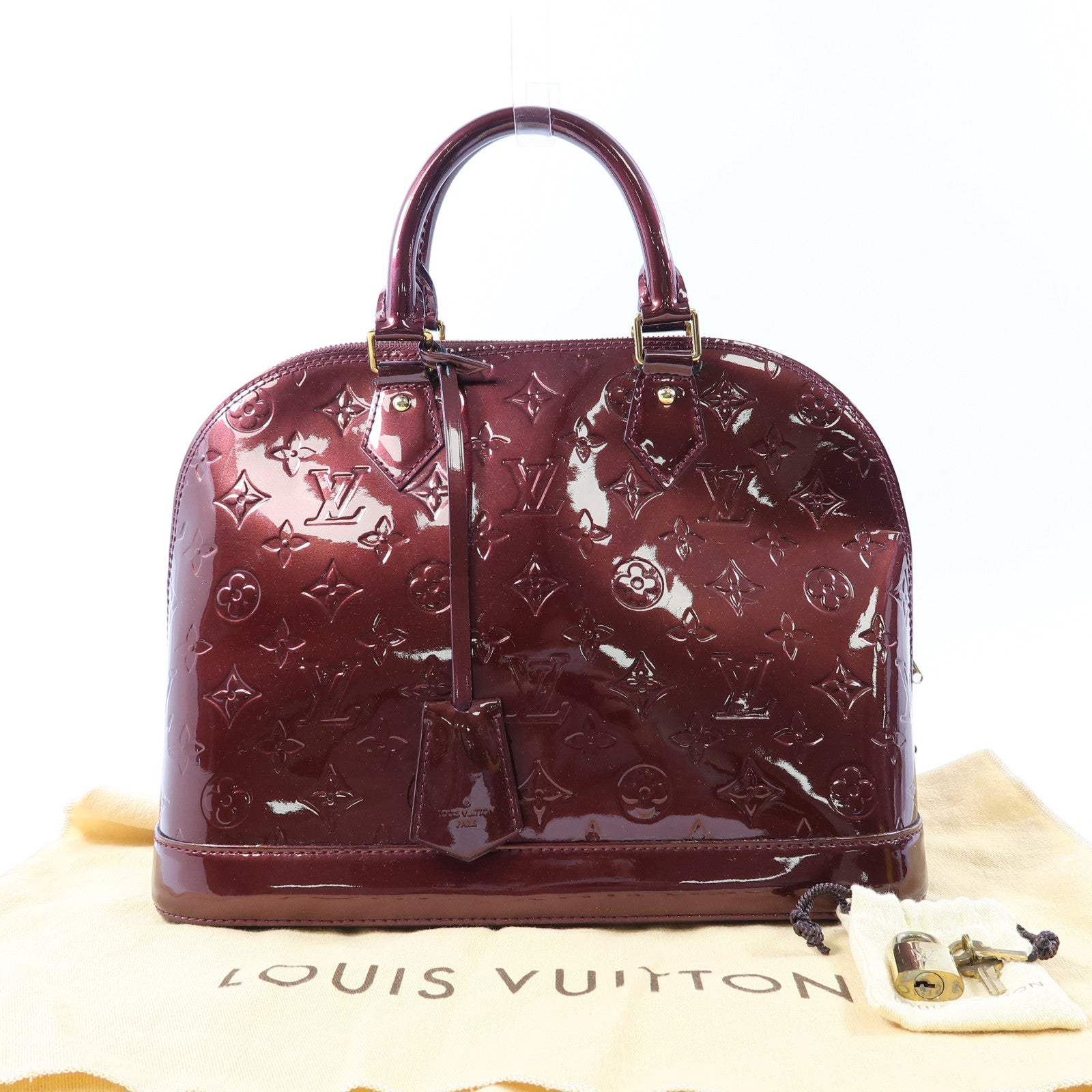 LOUIS VUITTON Vernis Alma金扣手挽袋紅色