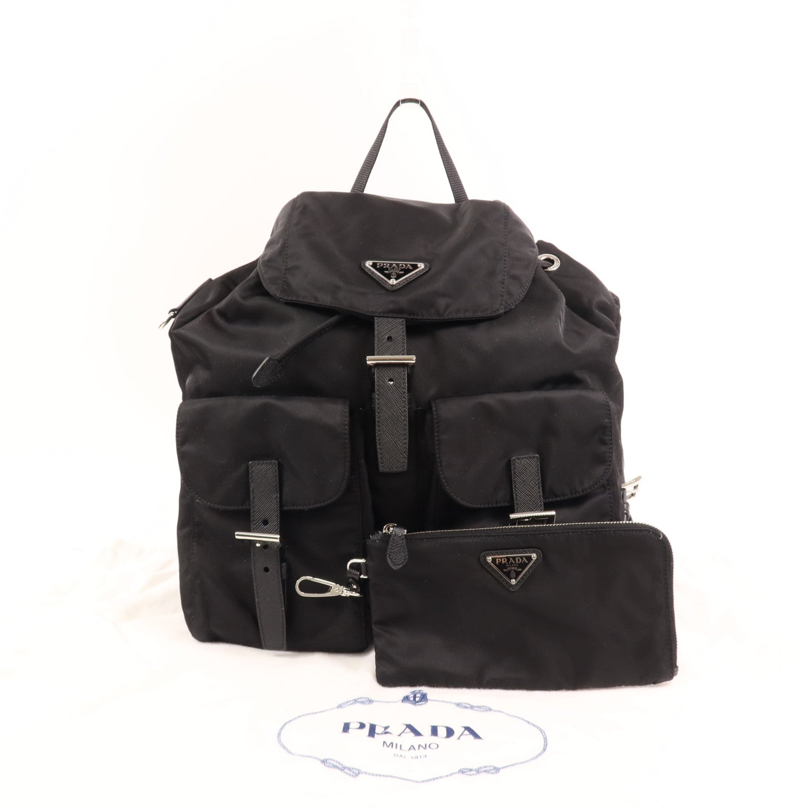 PRADA 尼龍Backpack銀扣背包