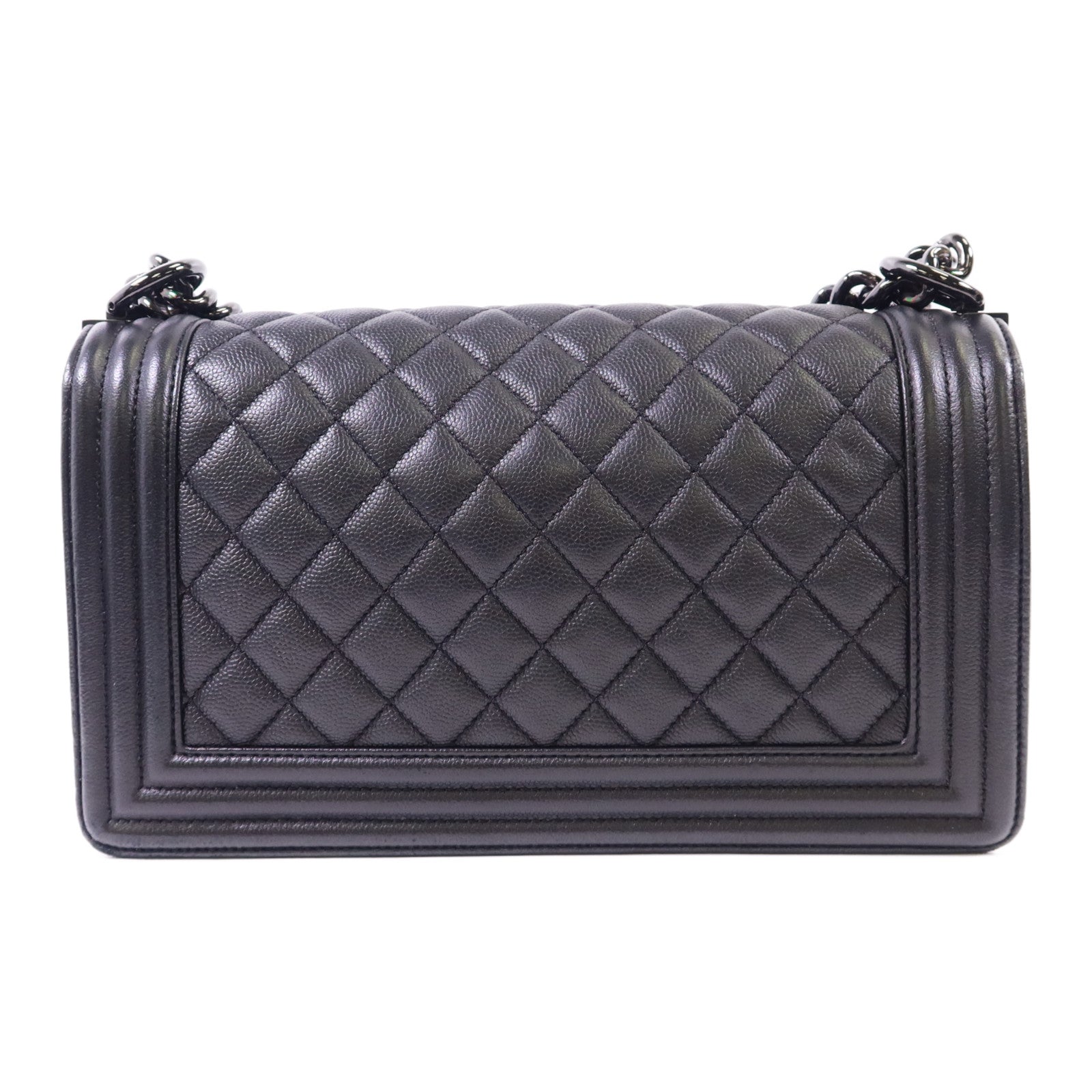 CHANEL 牛皮皮革Boy 25黑扣鏈帶肩背袋