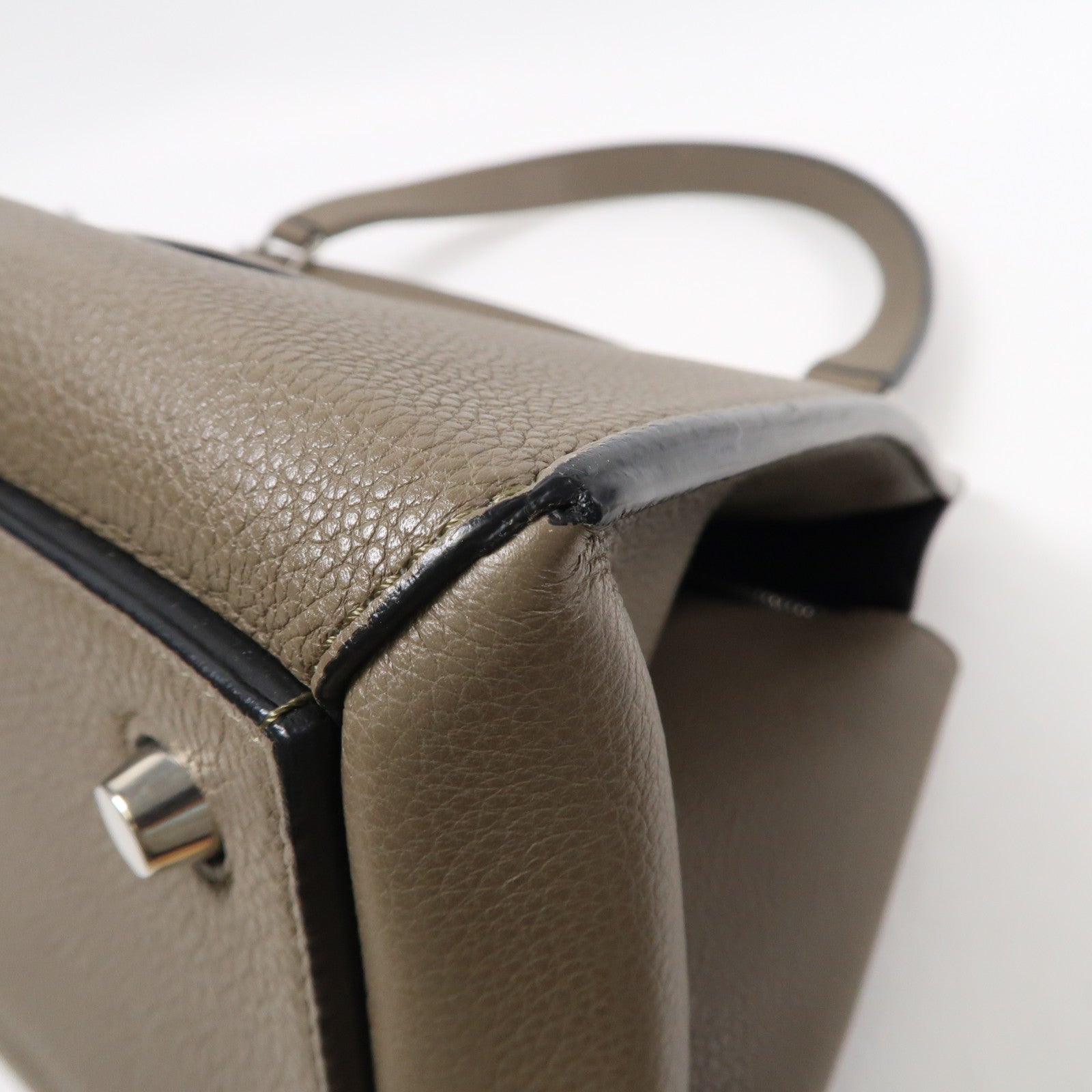 CELINE 【激減優惠】牛皮皮革Shoulder Bag銀扣肩背袋灰色