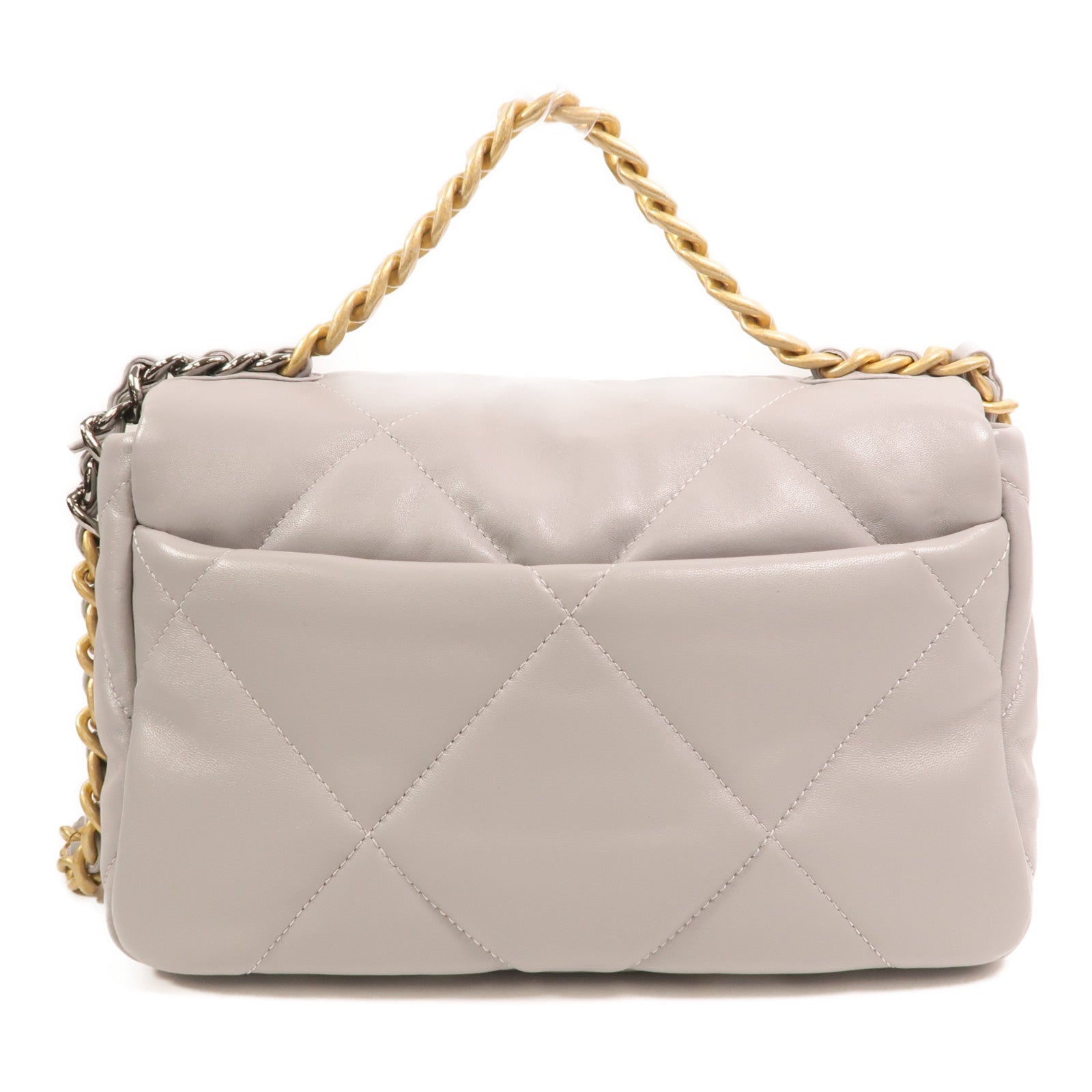 CHANEL 牛皮皮革Chanel 19 Small金扣鏈帶手挽肩背兩用袋