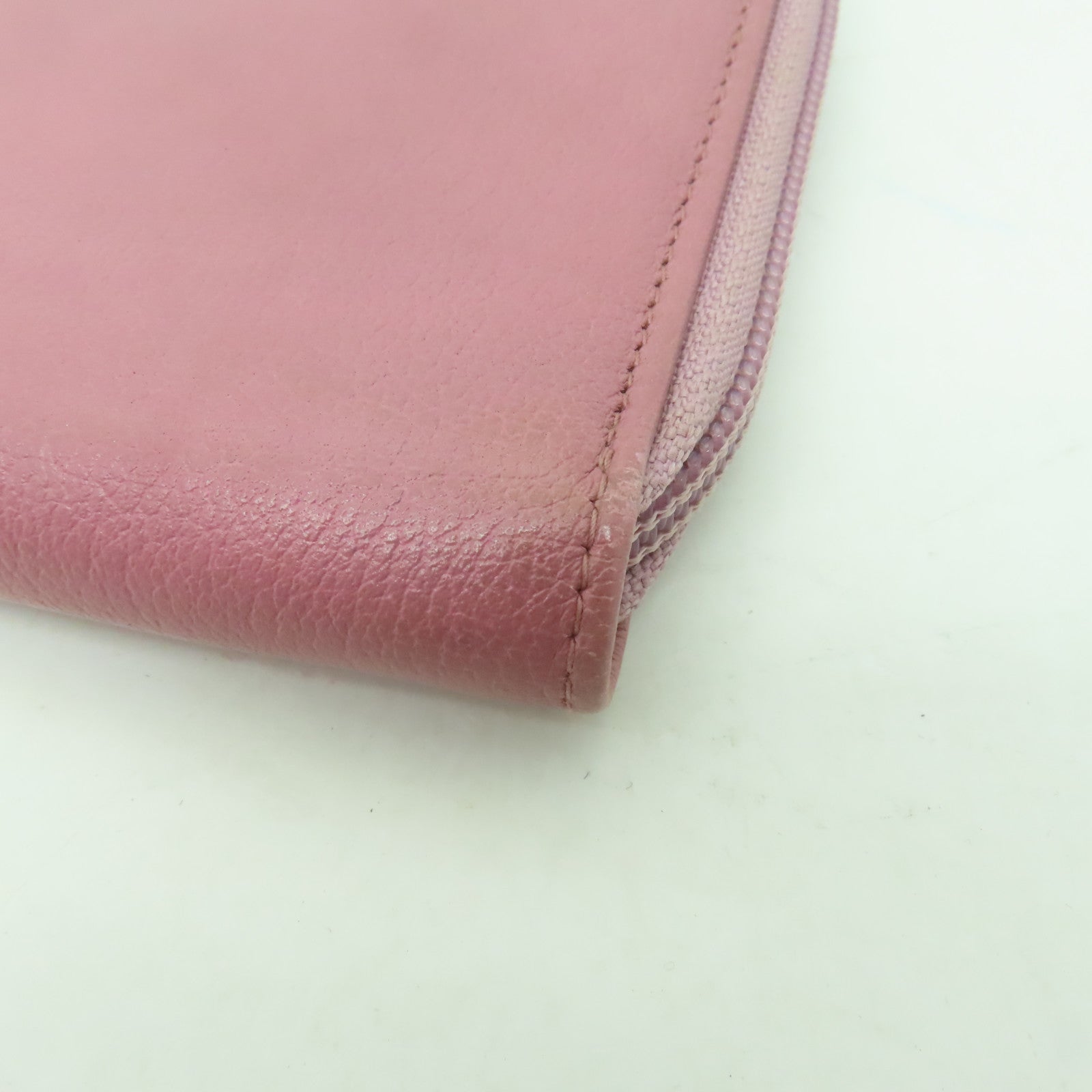 CHANEL 【清倉大減價】牛皮皮革Zipped Long Wallet銀扣長錢包粉紅色