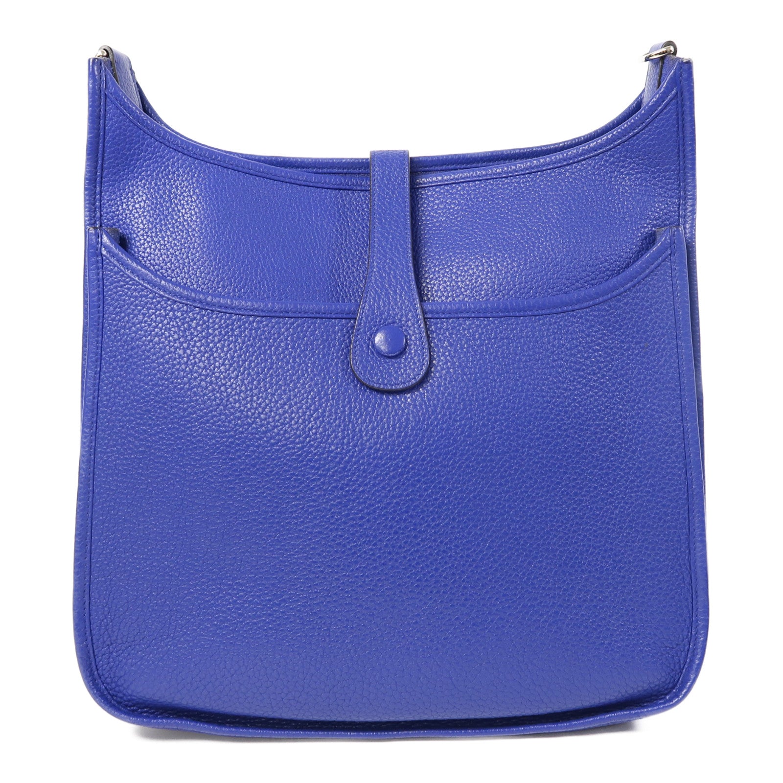 HERMES Clemence皮革Evelyne GM銀扣肩背袋皇家藍色