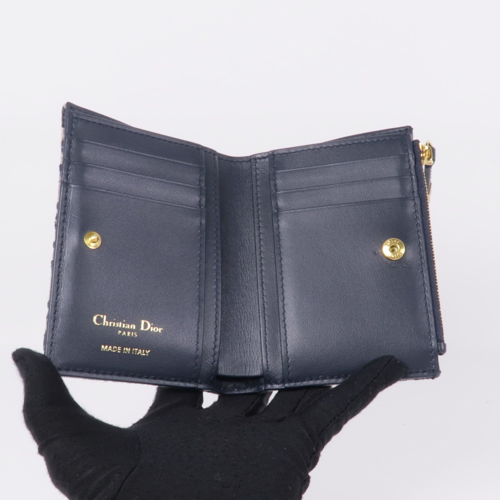 Dior 帆布Montaigne金扣錢包