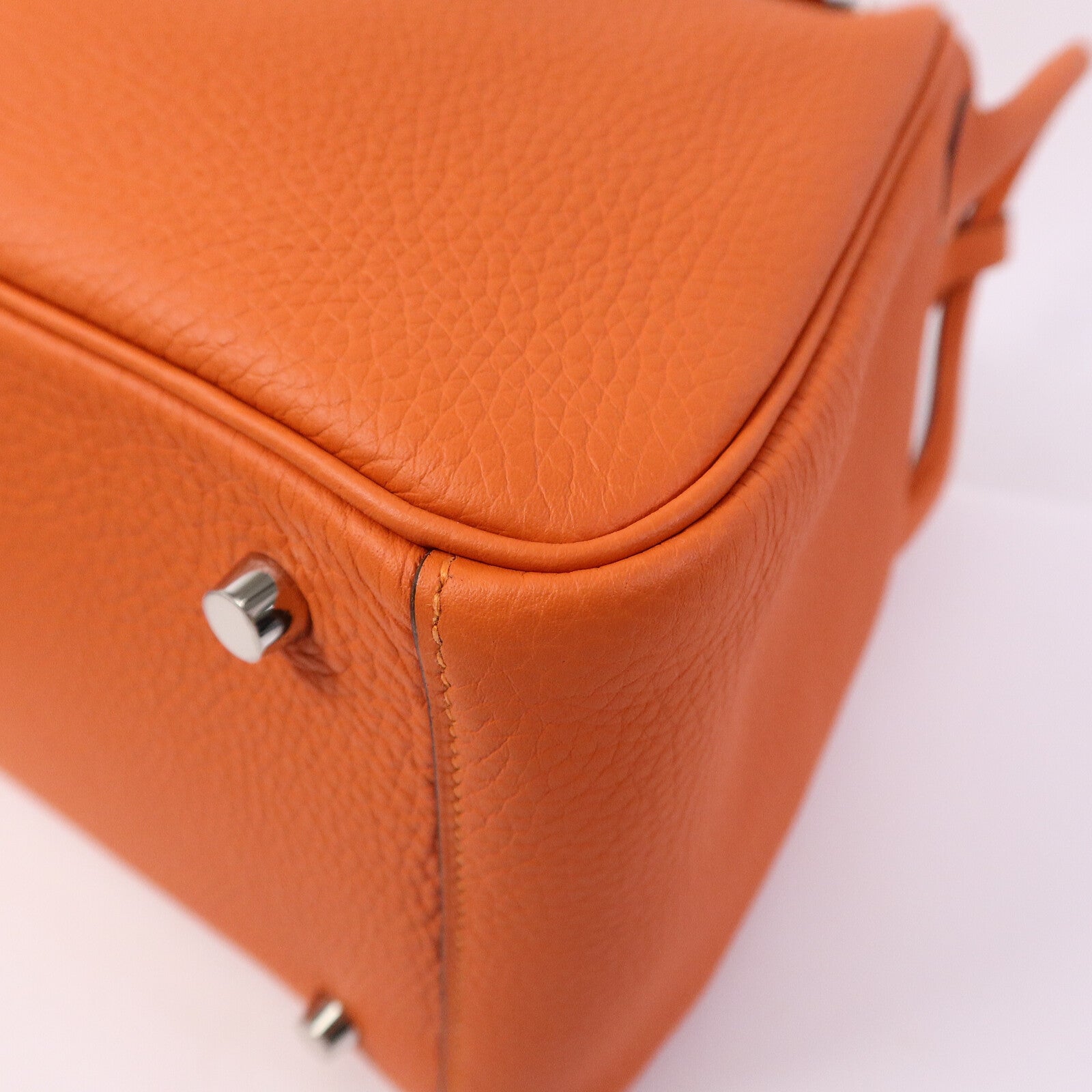 HERMES Clemence皮革Lindy 30手挽肩背兩用袋Orange Poppy