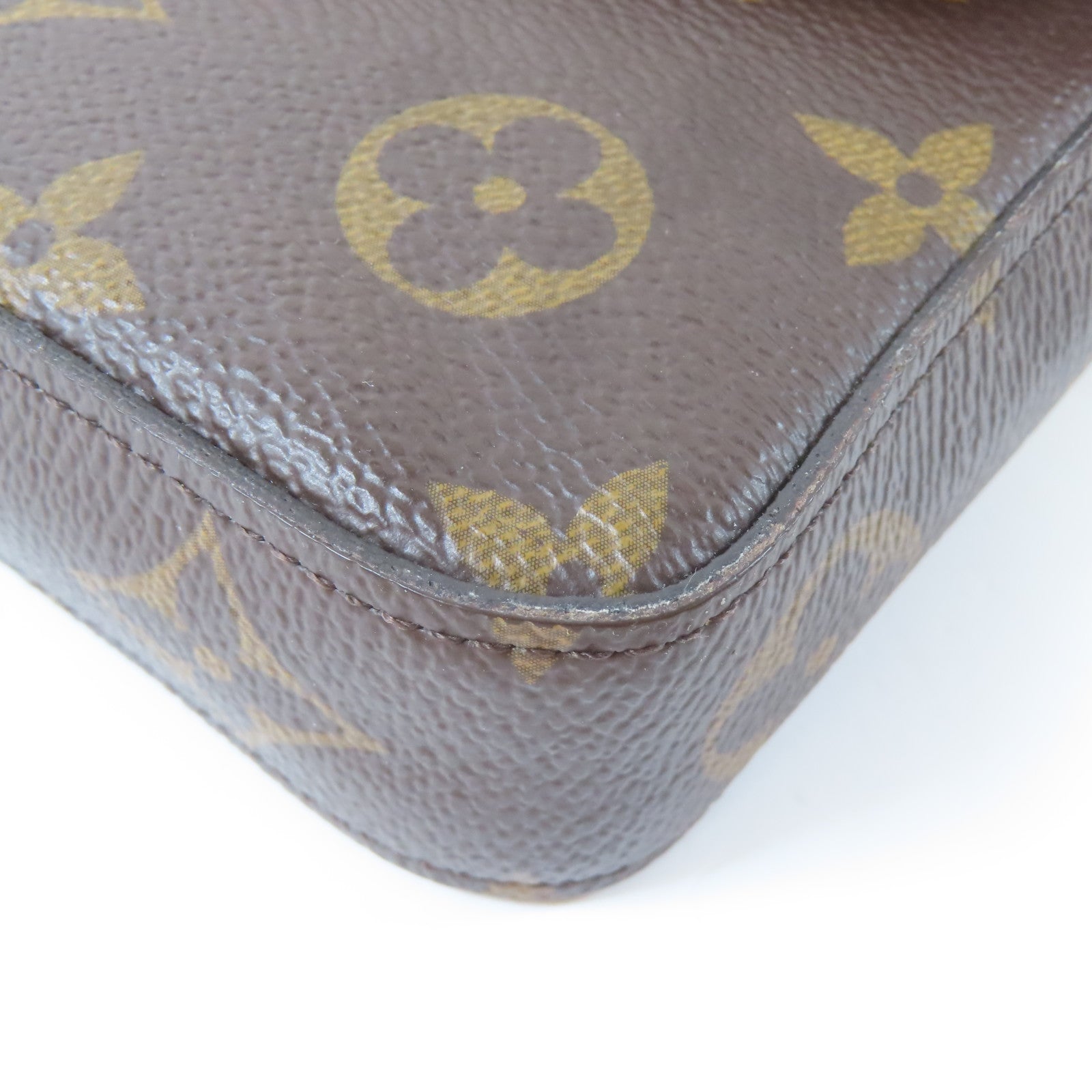 LOUIS VUITTON Monogram Pochette Felicie金扣鏈帶肩背袋啡色