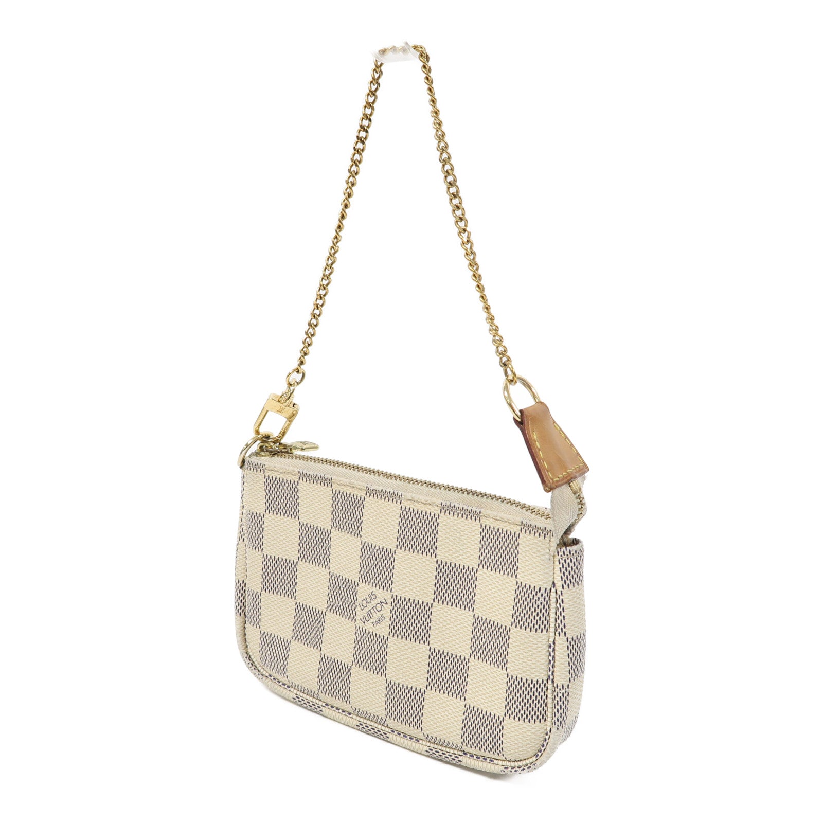 LOUIS VUITTON Damier Azur Mini Pochette Accessoires金扣手拿包白色/藍色