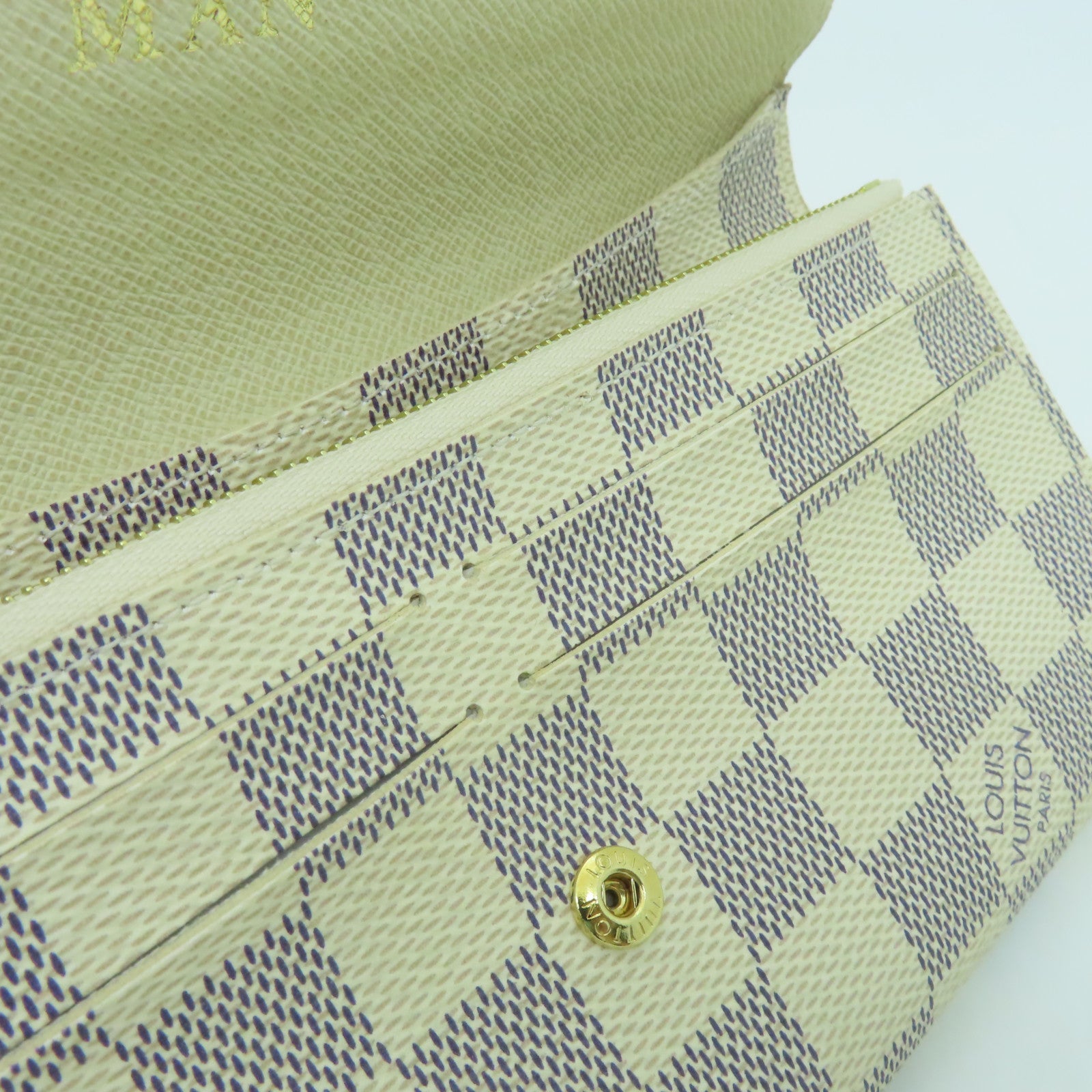LOUIS VUITTON Damier Azur Portofoille Emily金扣長錢包白色