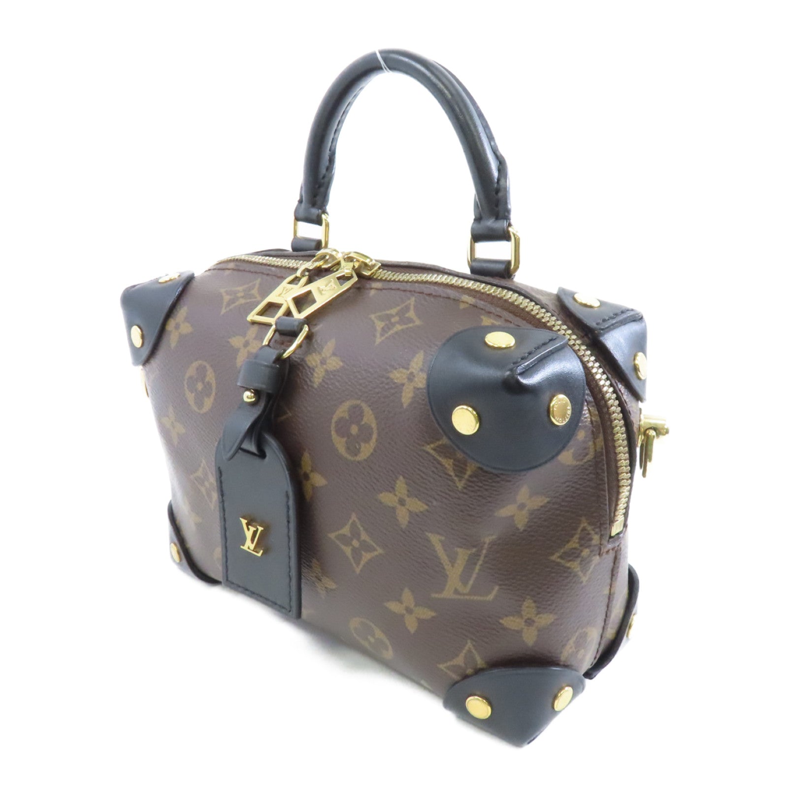 LOUIS VUITTON 【激減優惠】Monogram Petite Malle Souple金扣手挽肩背兩用袋啡色