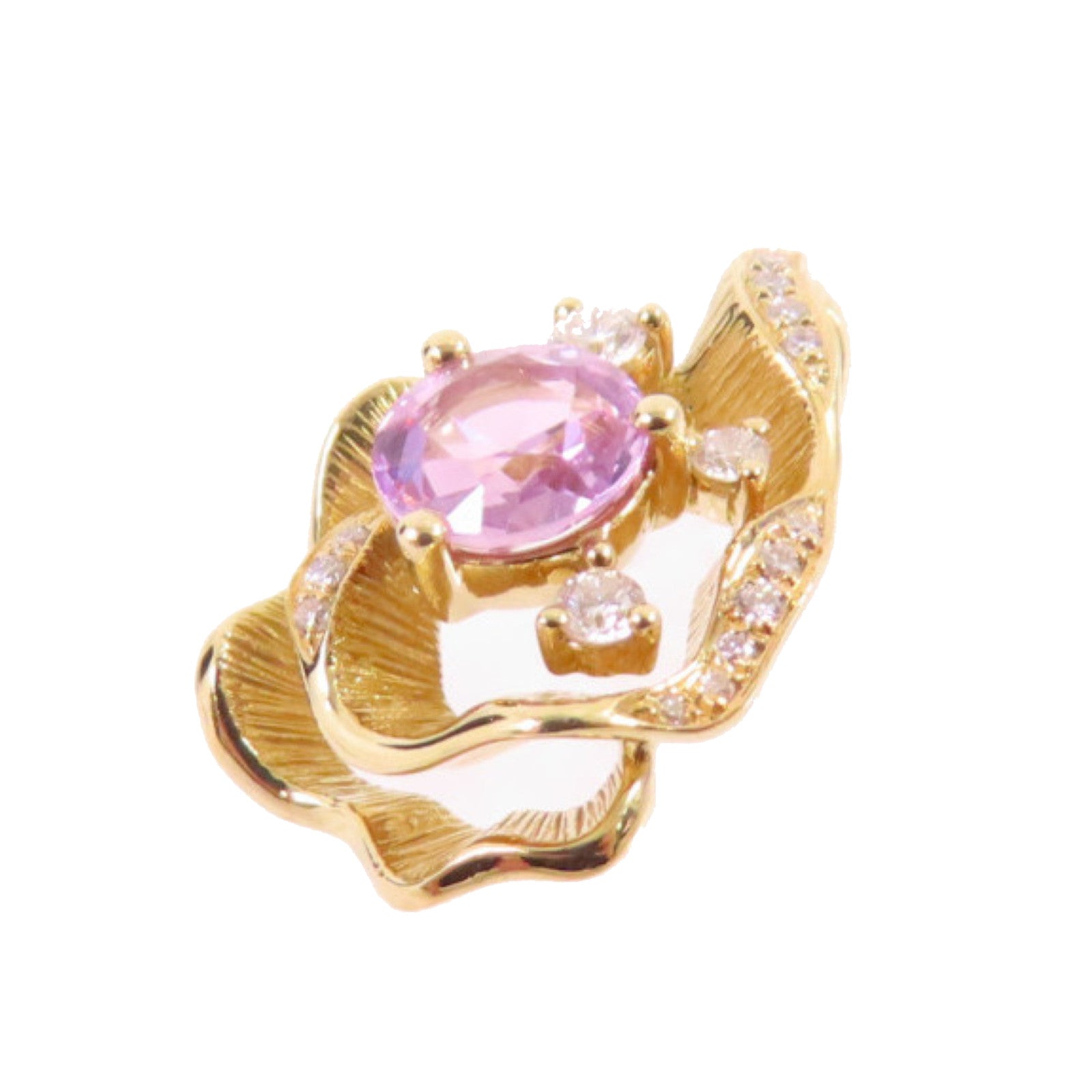 JEWELRY 18K黃金Diamond Pendant Top 0.510ct粉紅藍寶石/0.08ct鑽石Pink Sapphire吊墜頭扣