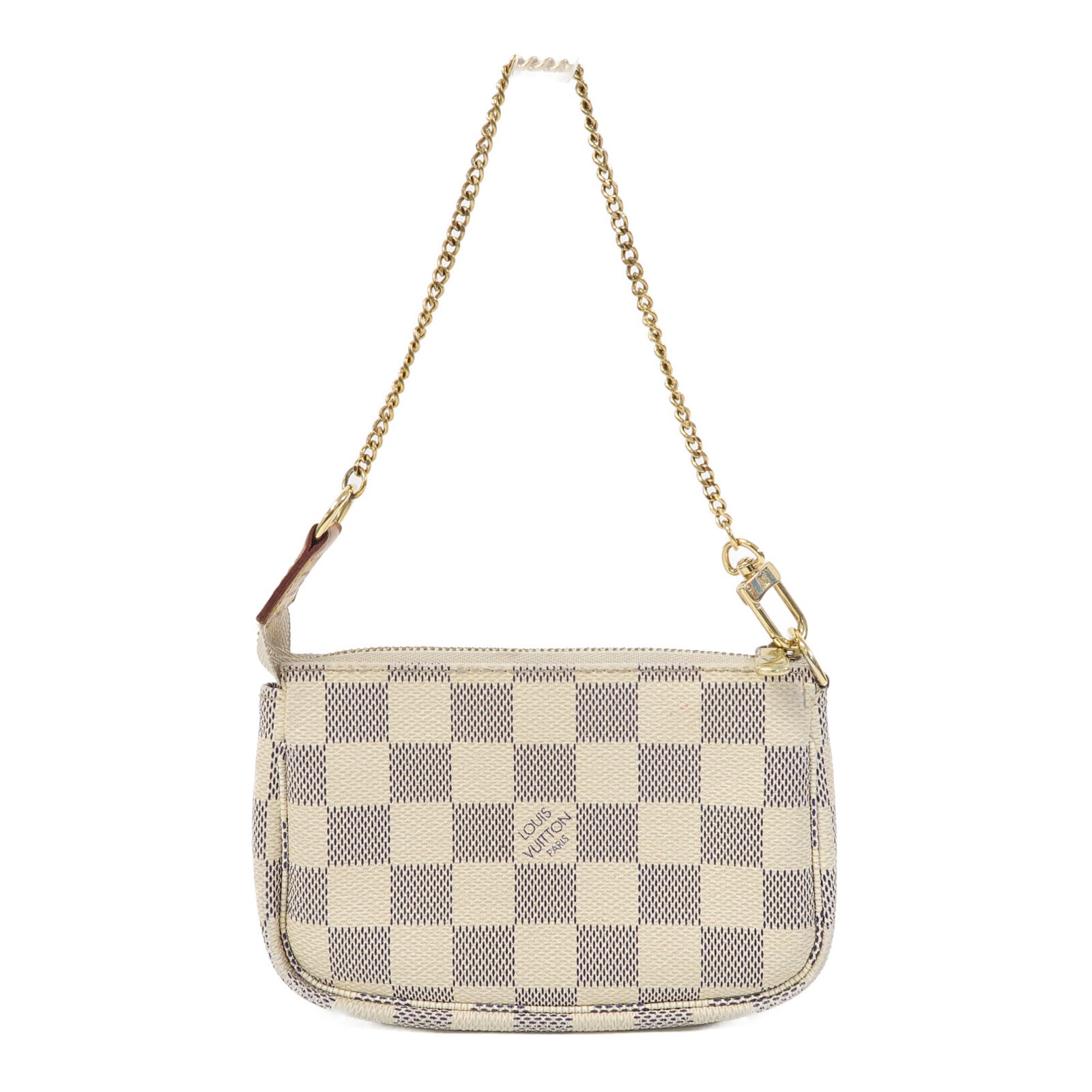 LOUIS VUITTON Damier Azur Mini Pochette Accessoires金扣手拿包白色/藍色
