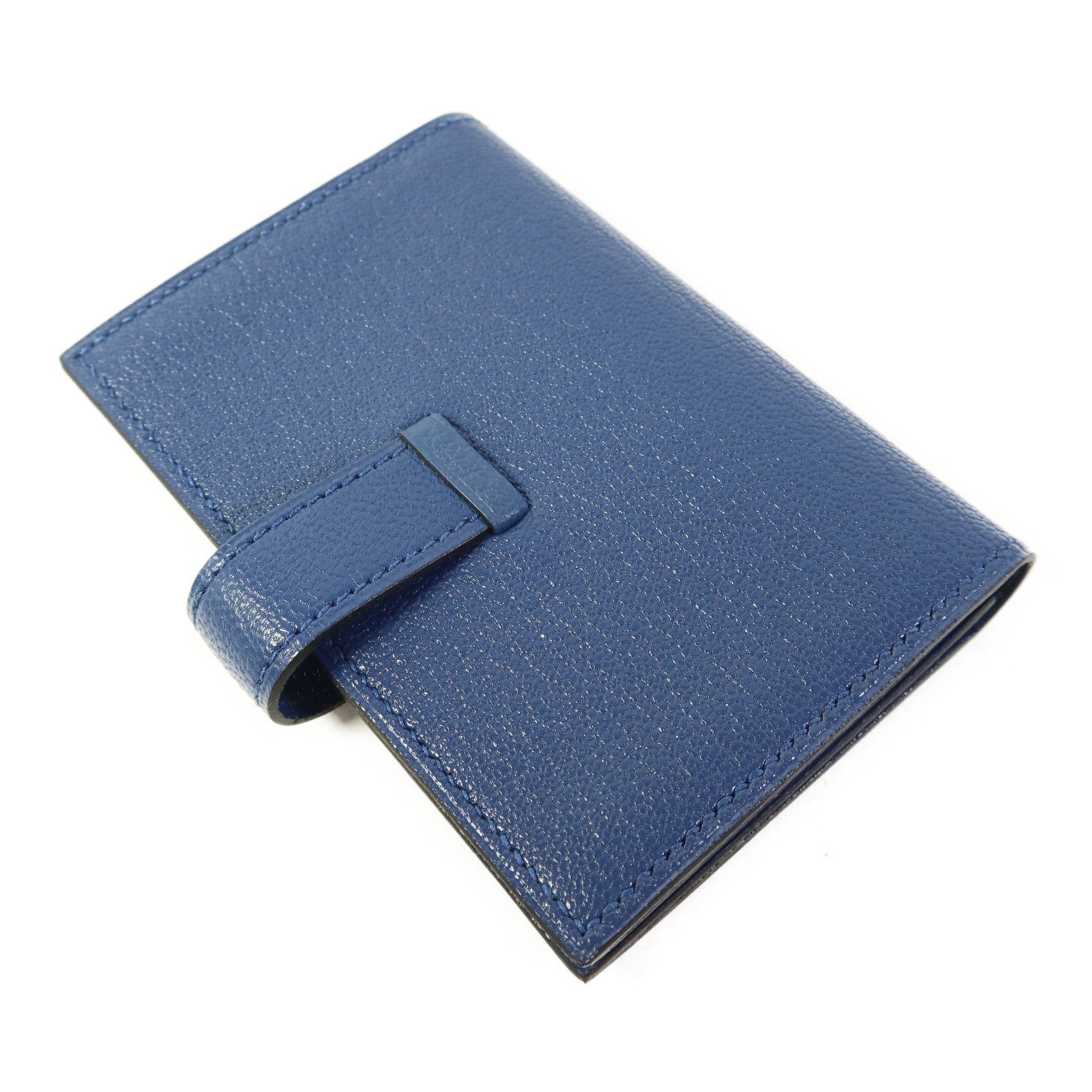 HERMES Chevre皮革Mini Bearn Card Case金扣卡片套Navy