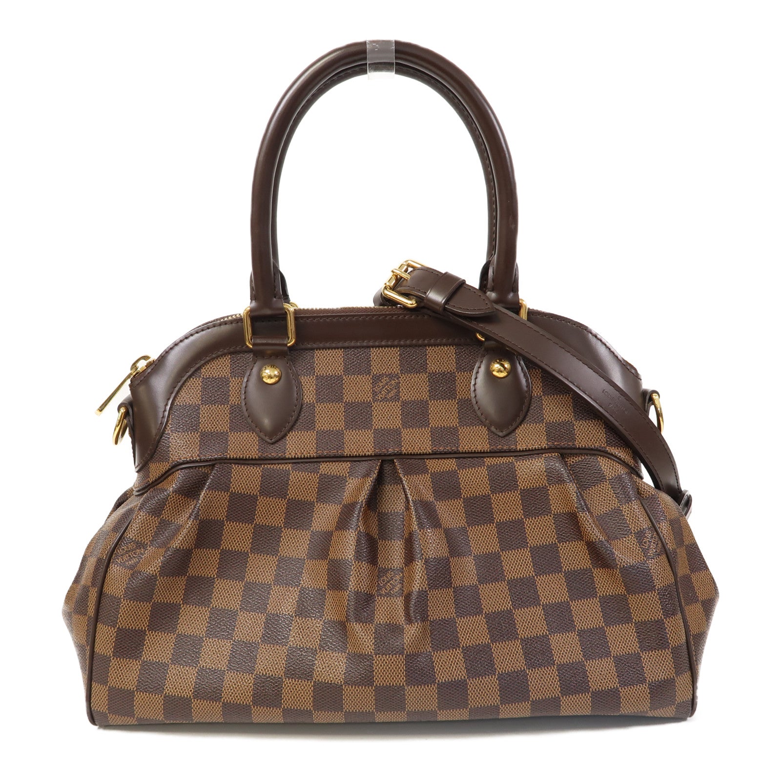 LOUIS VUITTON 【激減優惠】Damier Trevi PM金扣手挽肩背兩用袋啡色