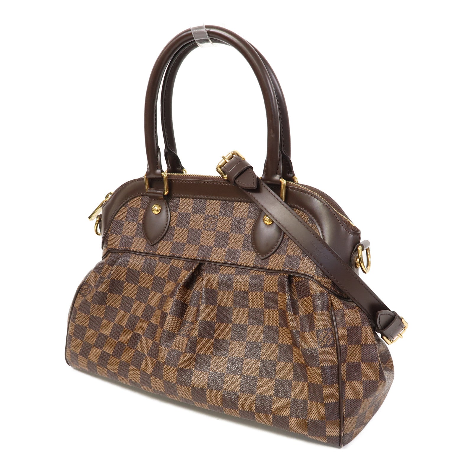 LOUIS VUITTON 【激減優惠】Damier Trevi PM金扣手挽肩背兩用袋啡色