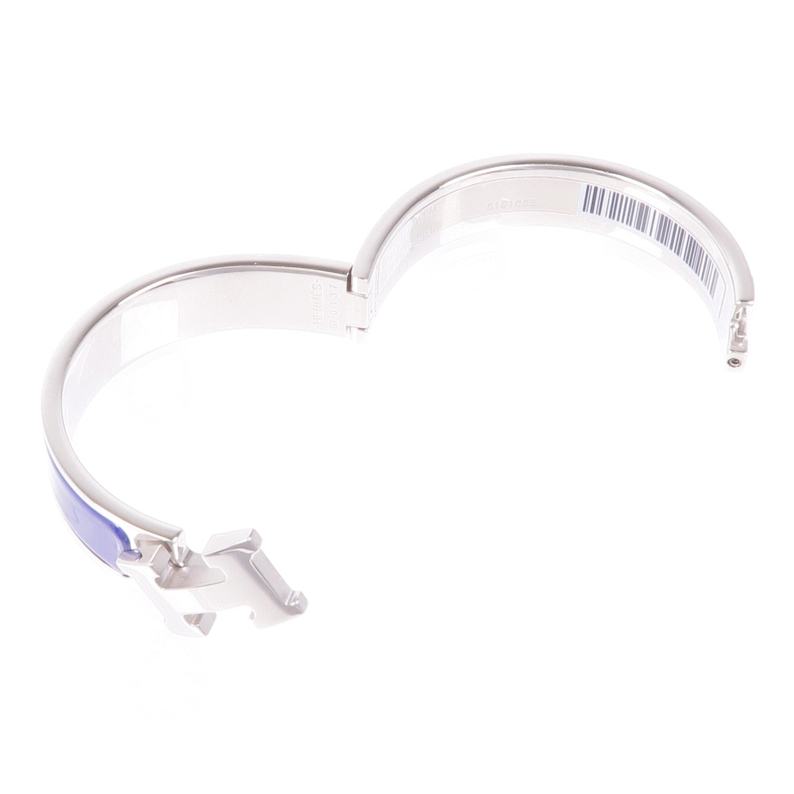 HERMES Clic H Bracelet Enamel Metal Silver Blue