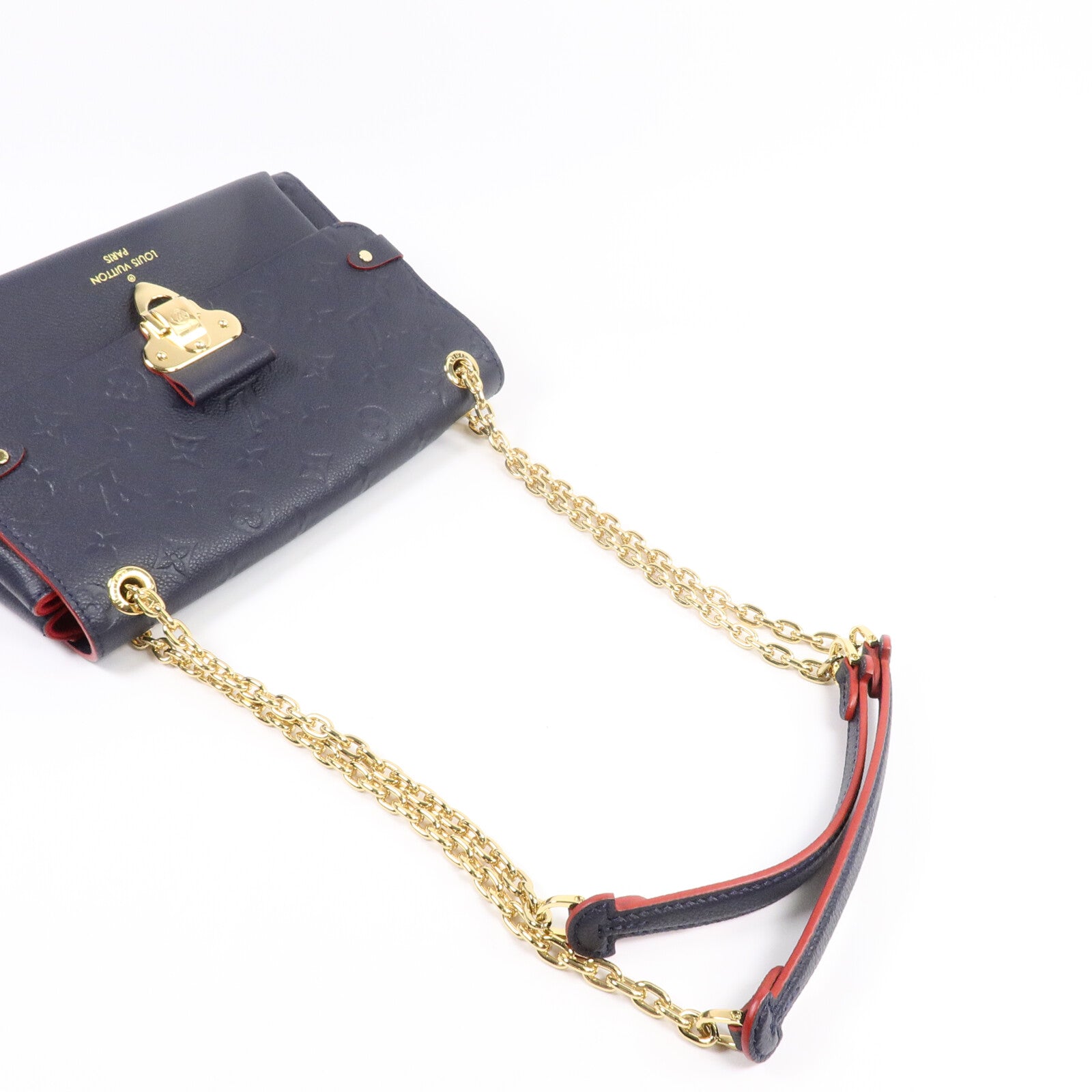 LOUIS VUITTON Monogram Empreinte Vavin PM肩背袋深藍色