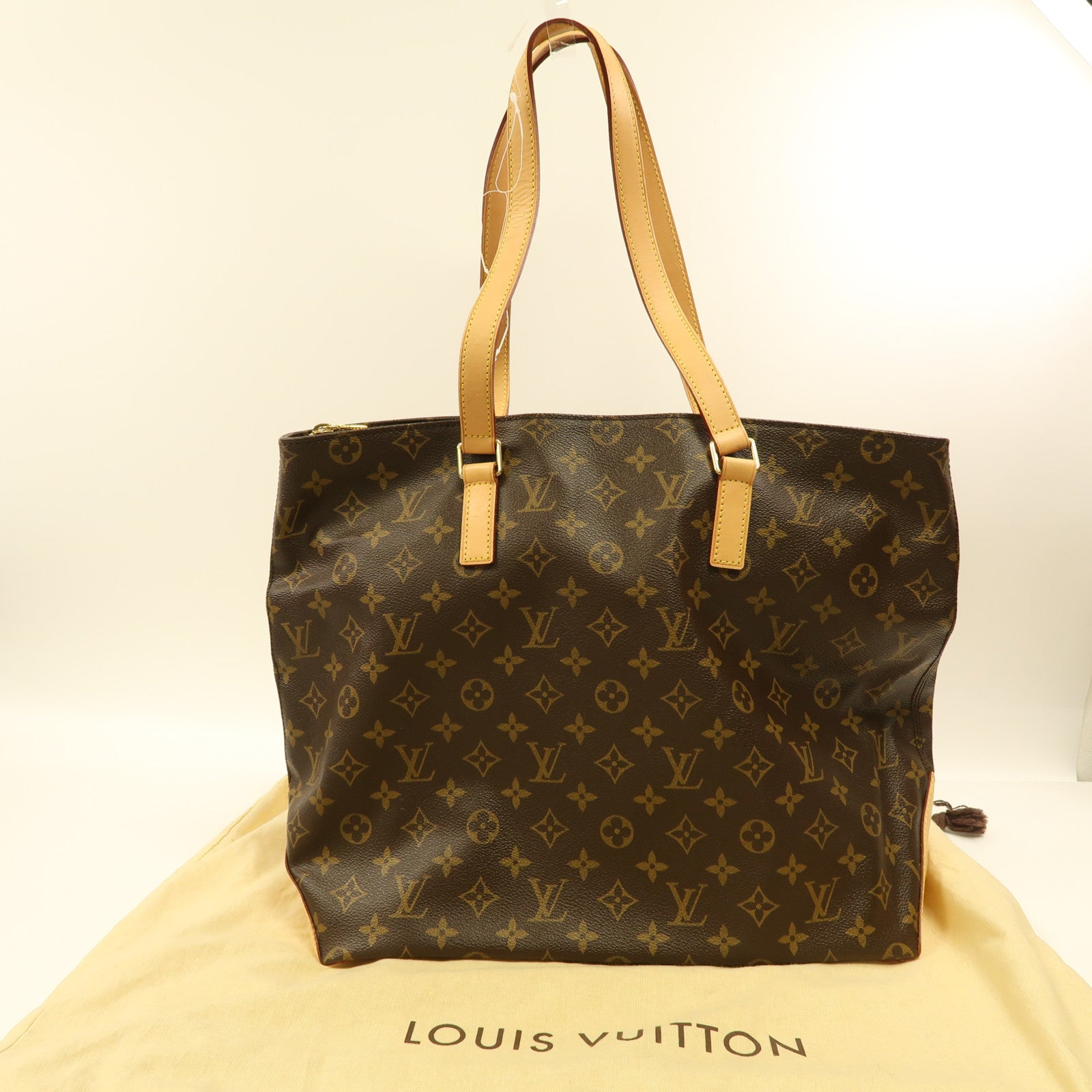 LOUIS VUITTON Monogram Cabas Mezzo金扣肩背袋棕色