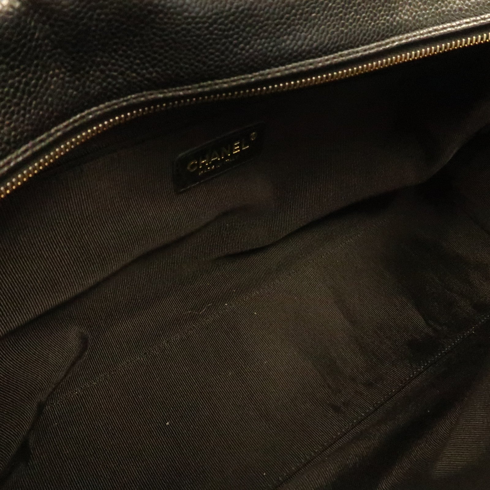 CHANEL 菱格Caviar皮革Vintage Boston Bag金扣波士頓包黑色