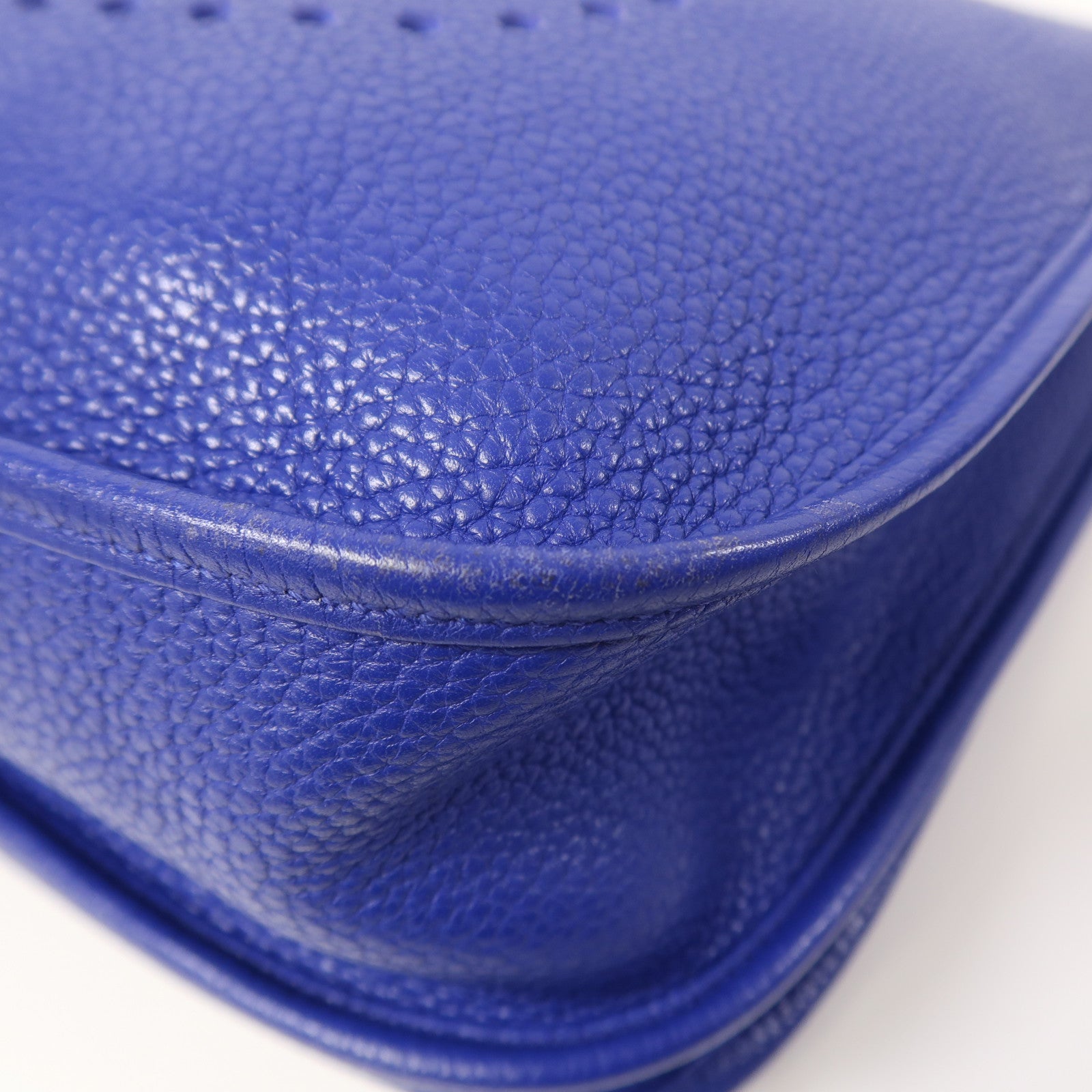 HERMES Clemence皮革Evelyne GM銀扣肩背袋皇家藍色