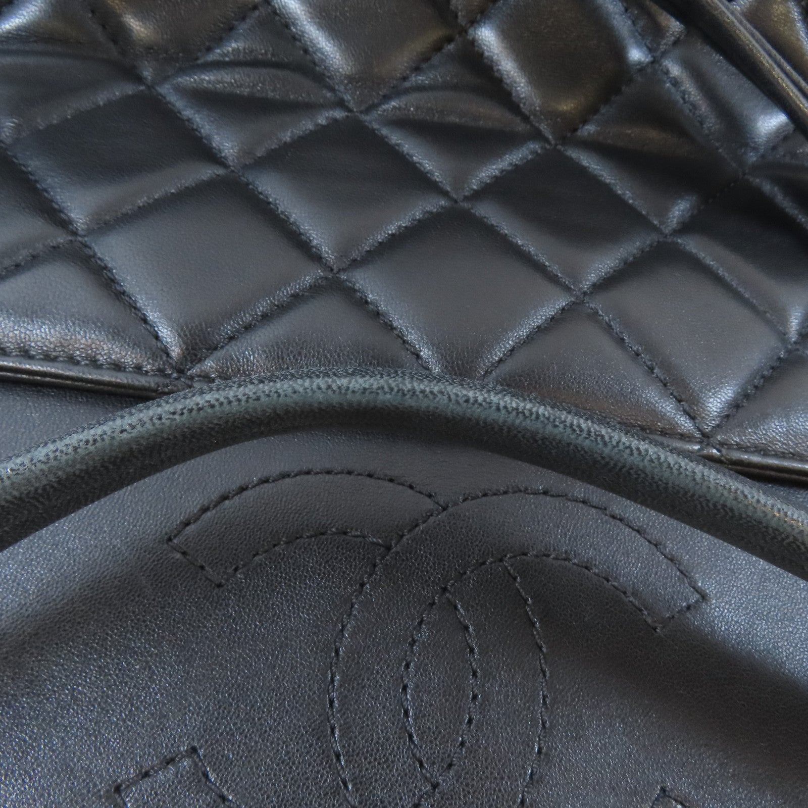 CHANEL 菱格羊皮皮革Shoulder Bag銀扣肩背袋黑色