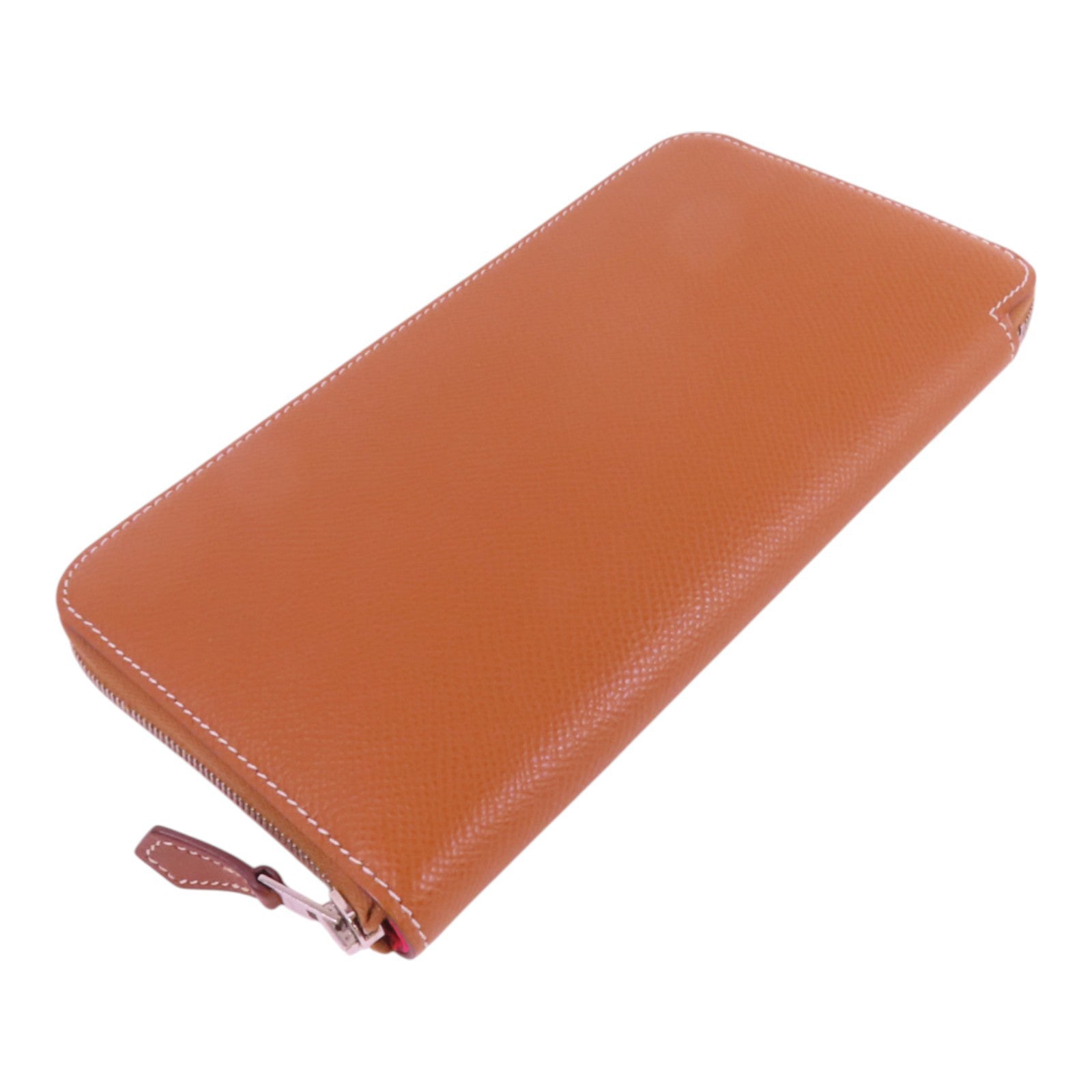 HERMES Epsom皮革Silk In Long Wallet銀扣拉鏈長錢包