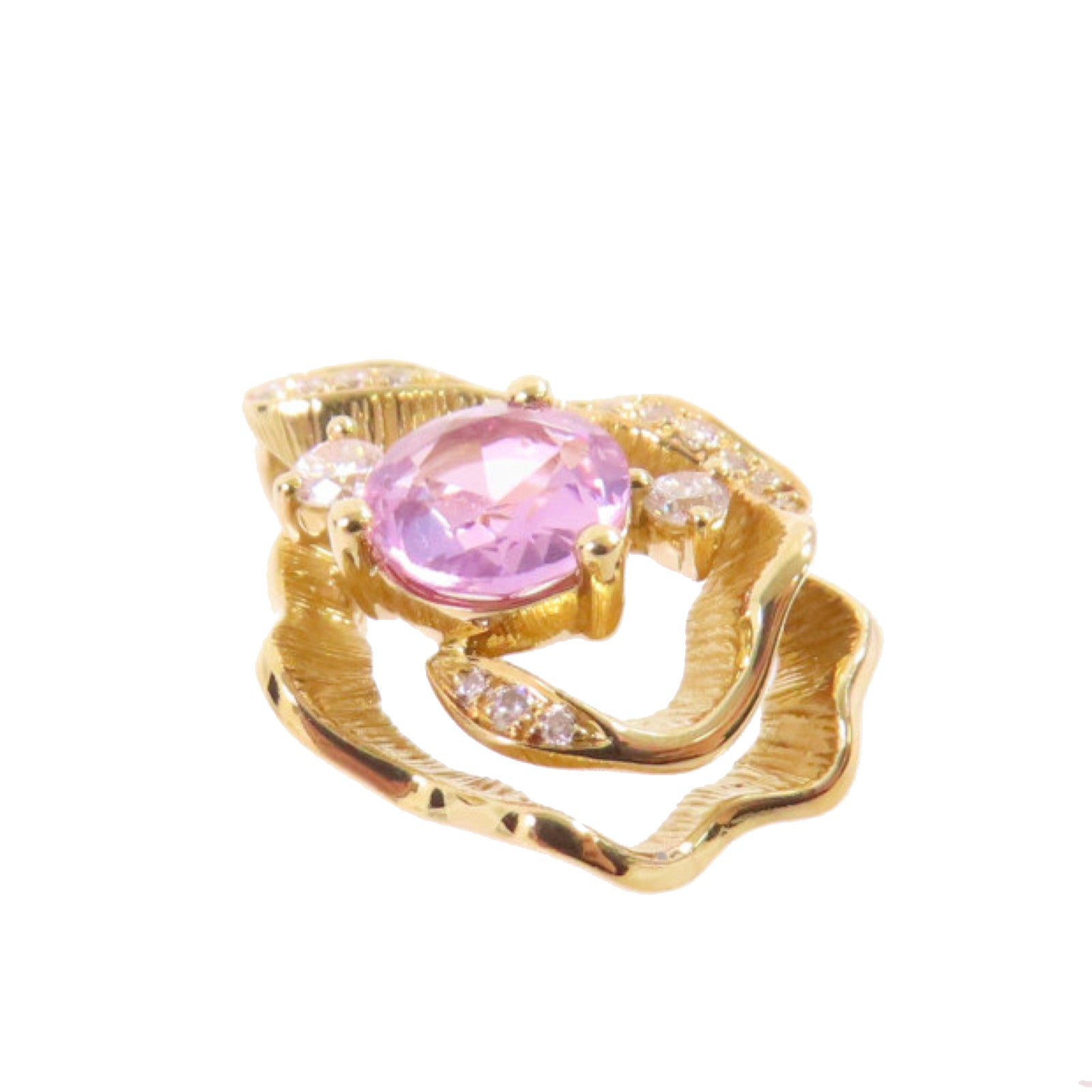 JEWELRY 18K黃金Diamond Pendant Top 0.510ct粉紅藍寶石/0.08ct鑽石Pink Sapphire吊墜頭扣
