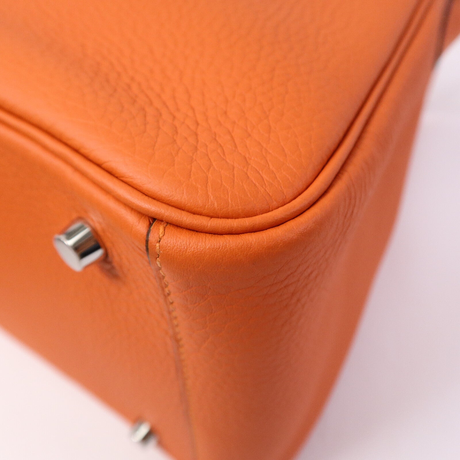 HERMES Clemence皮革Lindy 30手挽肩背兩用袋Orange Poppy