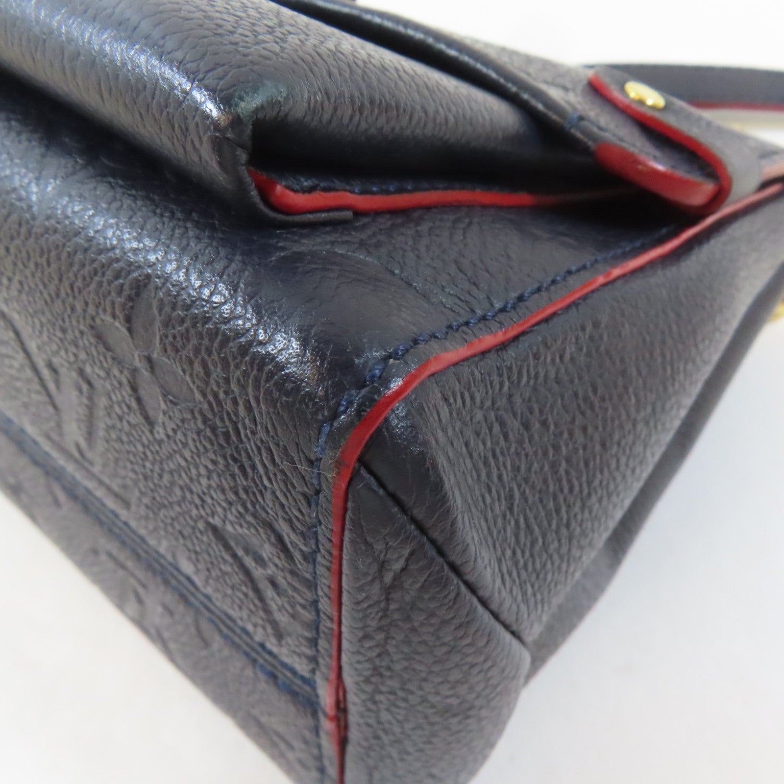 LOUIS VUITTON Monogram Empreinte Vavin PM金扣鏈帶肩背袋深藍色