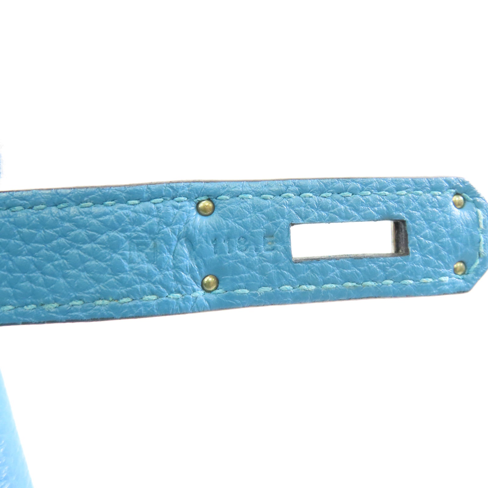 HERMES Clemence皮革So Kelly 22銀扣肩背袋7B Turquoise/土耳其亮藍