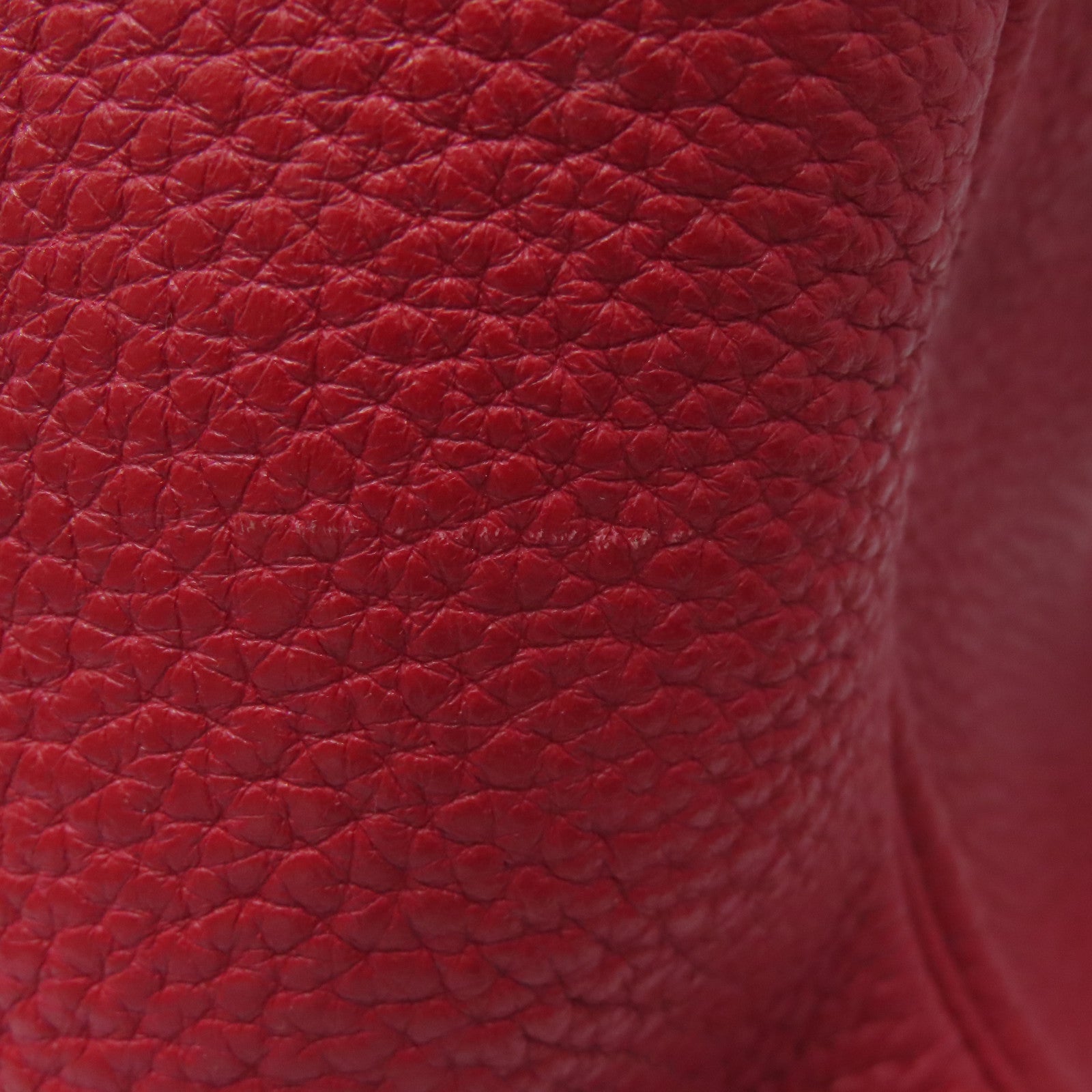 HERMES Clemence Leather Victoria Silver Buckle Bag Red