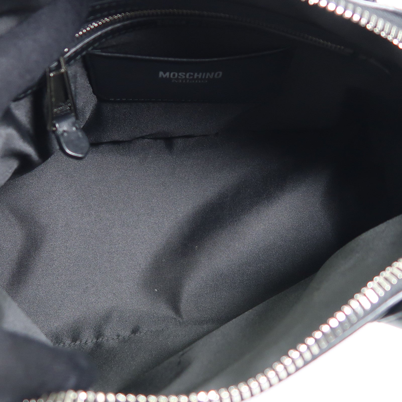 MOSCHINO 牛皮皮革2 Way Bag銀扣手挽肩背兩用袋
