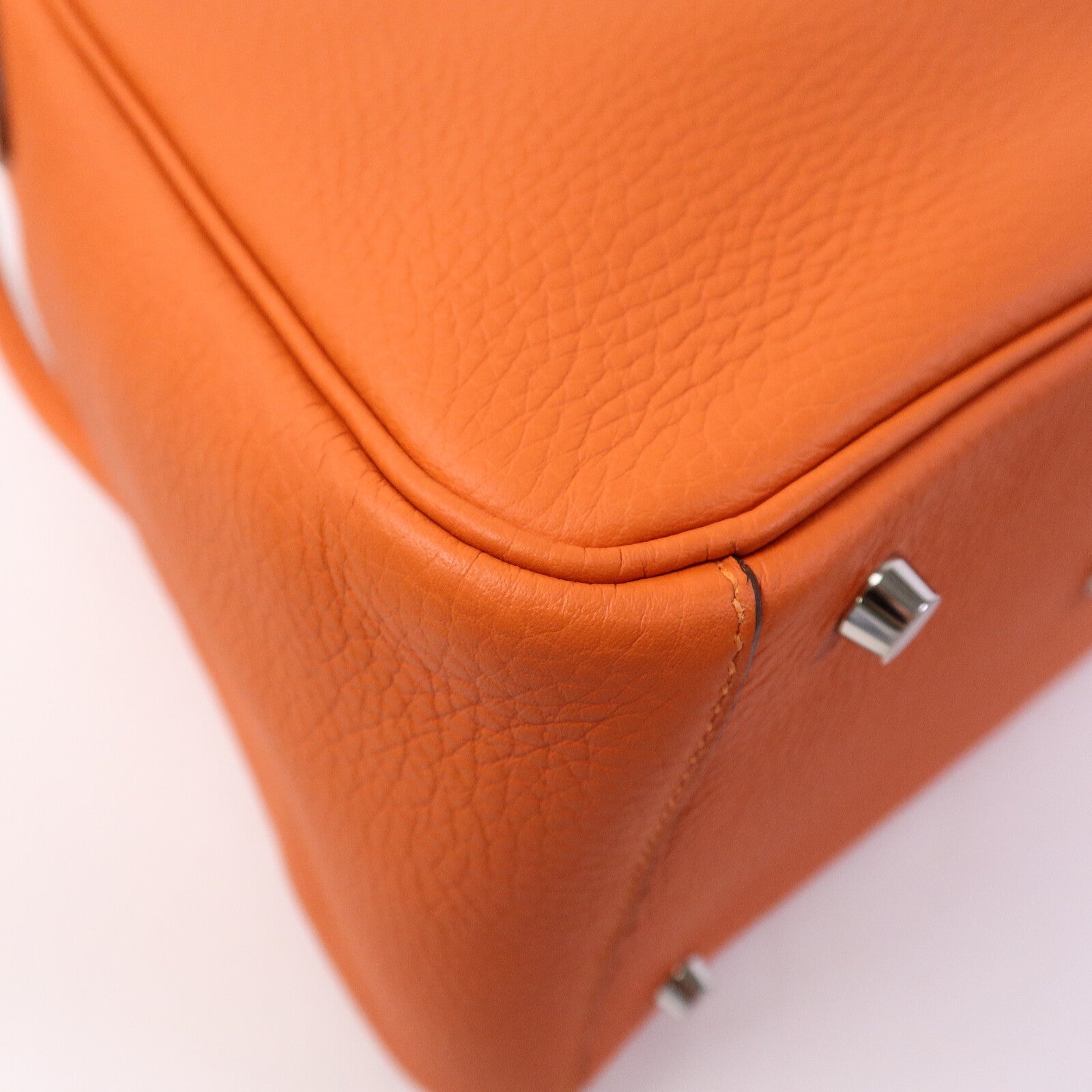 HERMES Clemence皮革Lindy 30手挽肩背兩用袋Orange Poppy