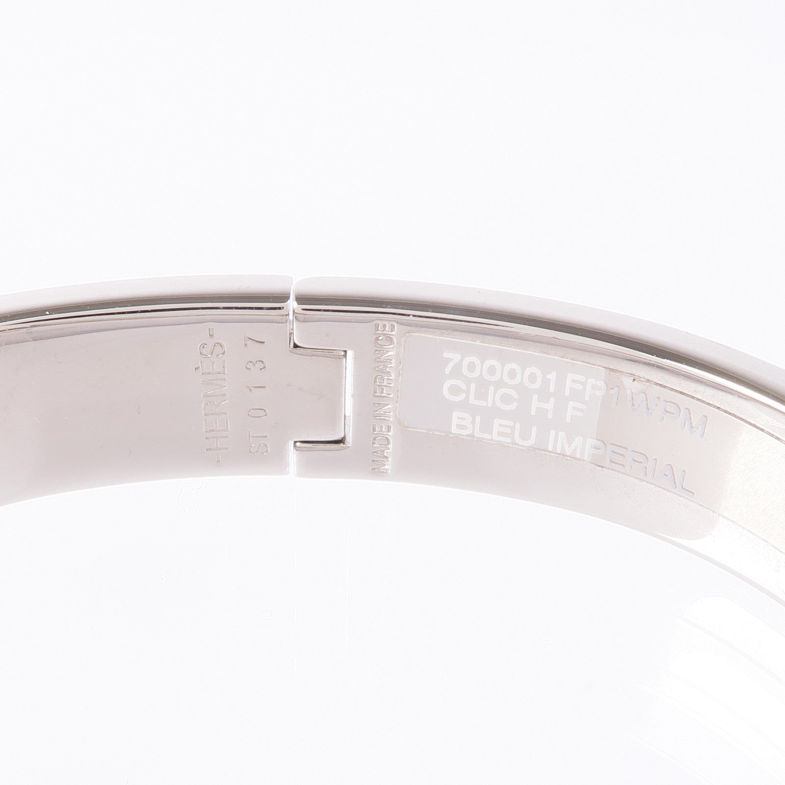 HERMES Clic H Bracelet Enamel Metal Silver Blue