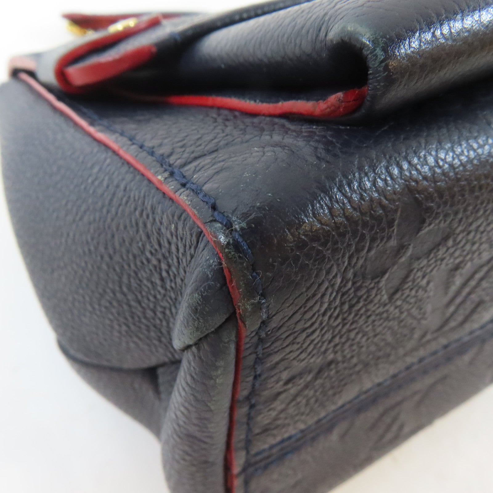 LOUIS VUITTON Monogram Empreinte Vavin PM金扣鏈帶肩背袋深藍色