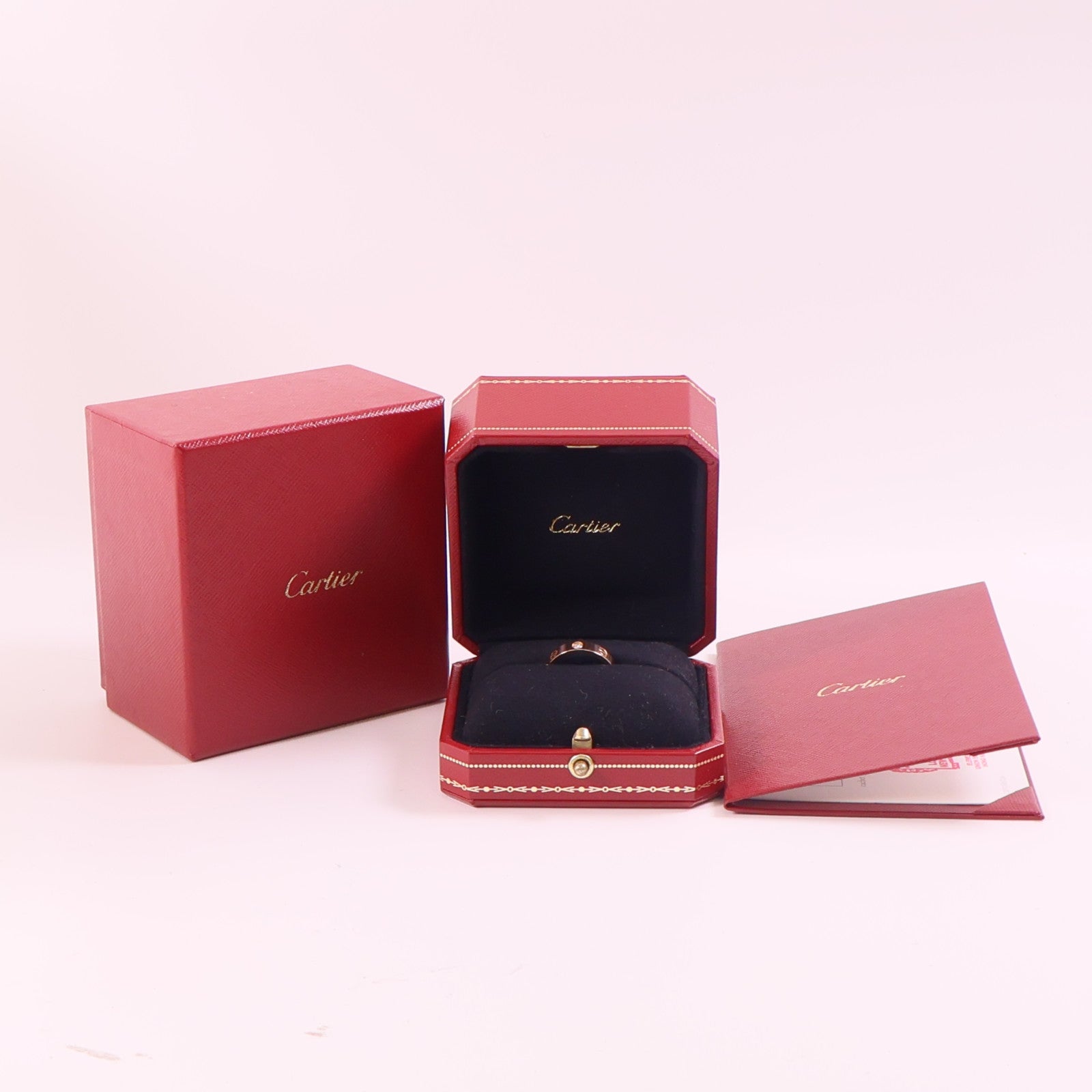 CARTIER 18K玫瑰金Mini Love Ring 1 Diamond鑽石戒指Cartier#51/US#5.5