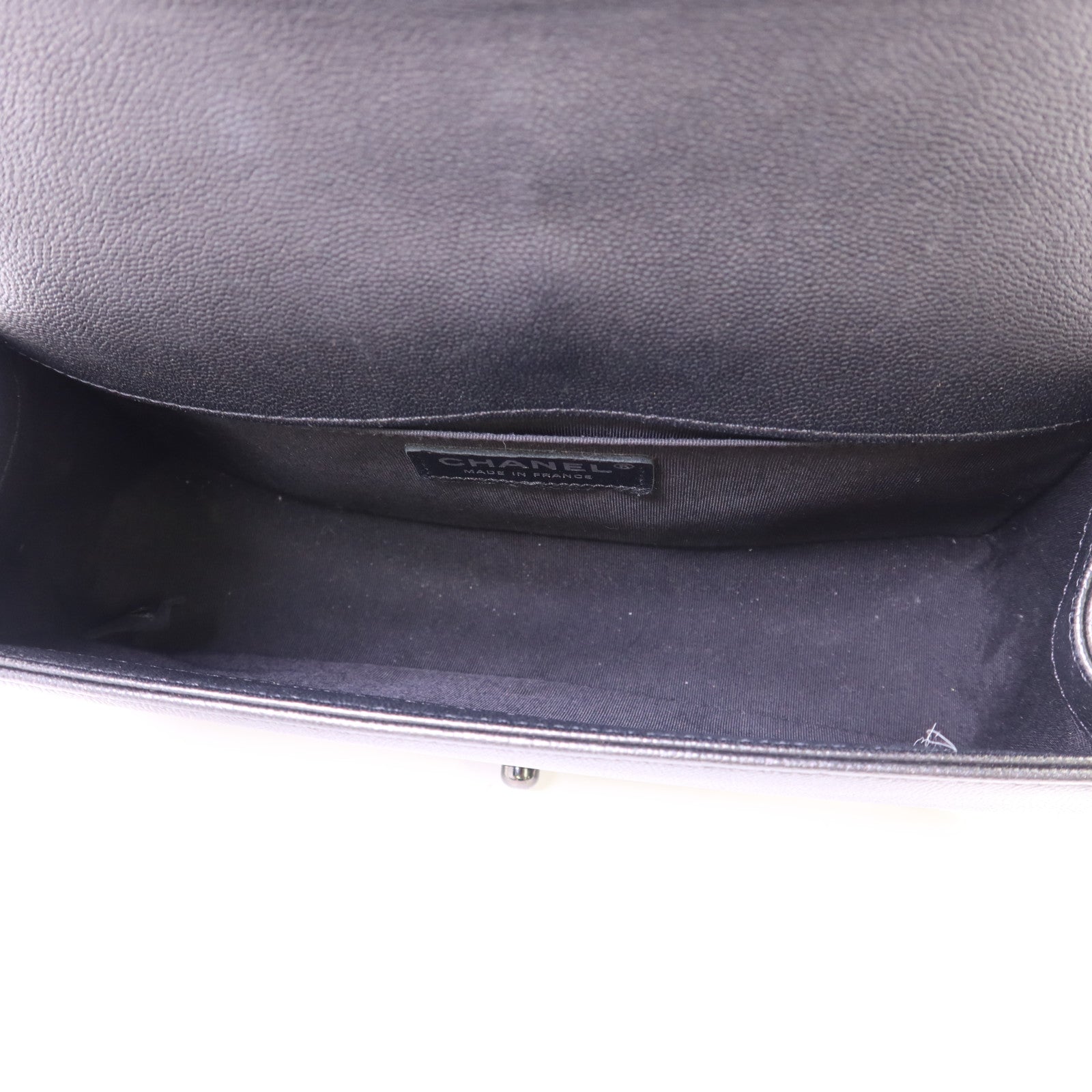 CHANEL 牛皮皮革Boy 25黑扣鏈帶肩背袋