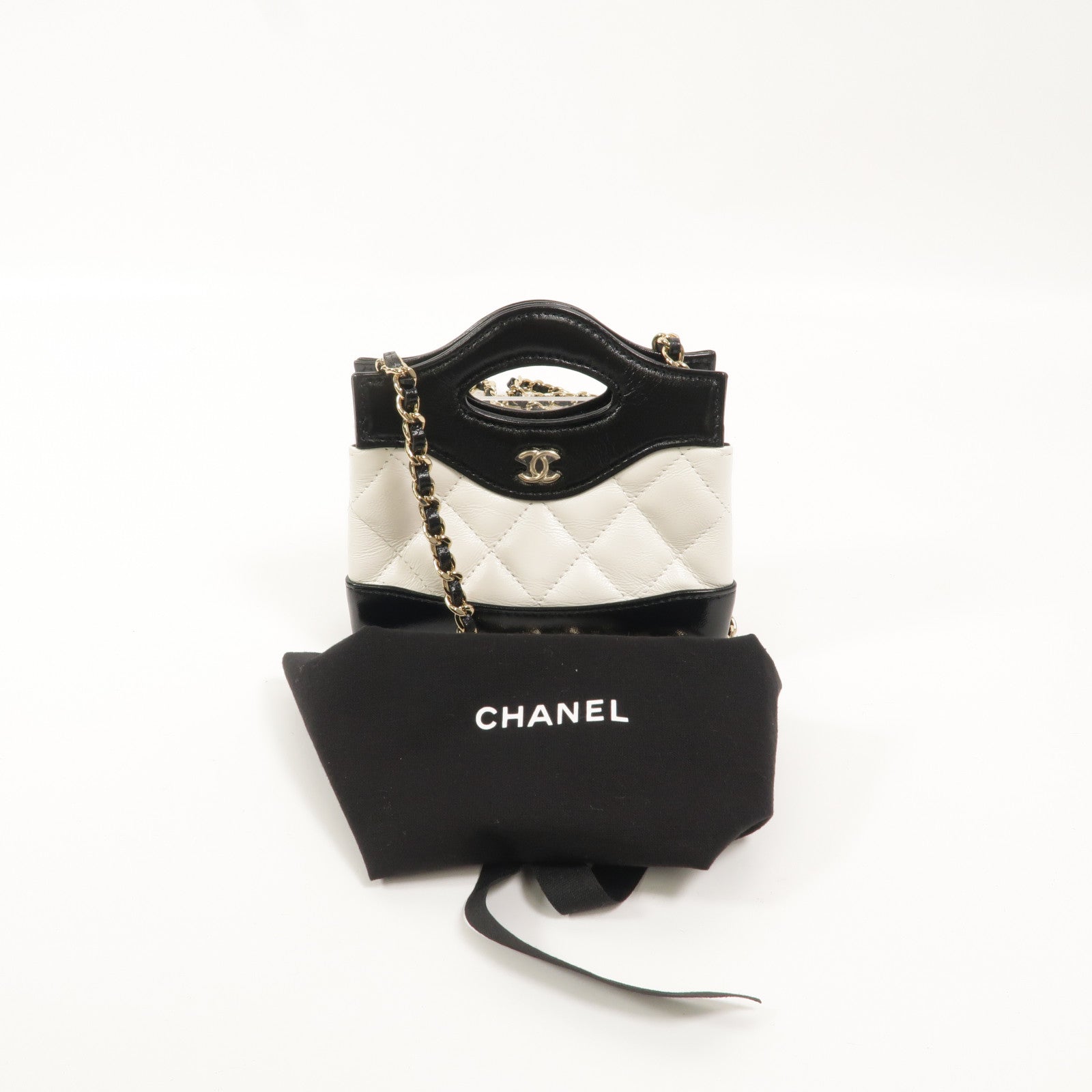 CHANEL 牛皮/羊皮皮革31 Nano鏈帶手挽肩背兩用袋