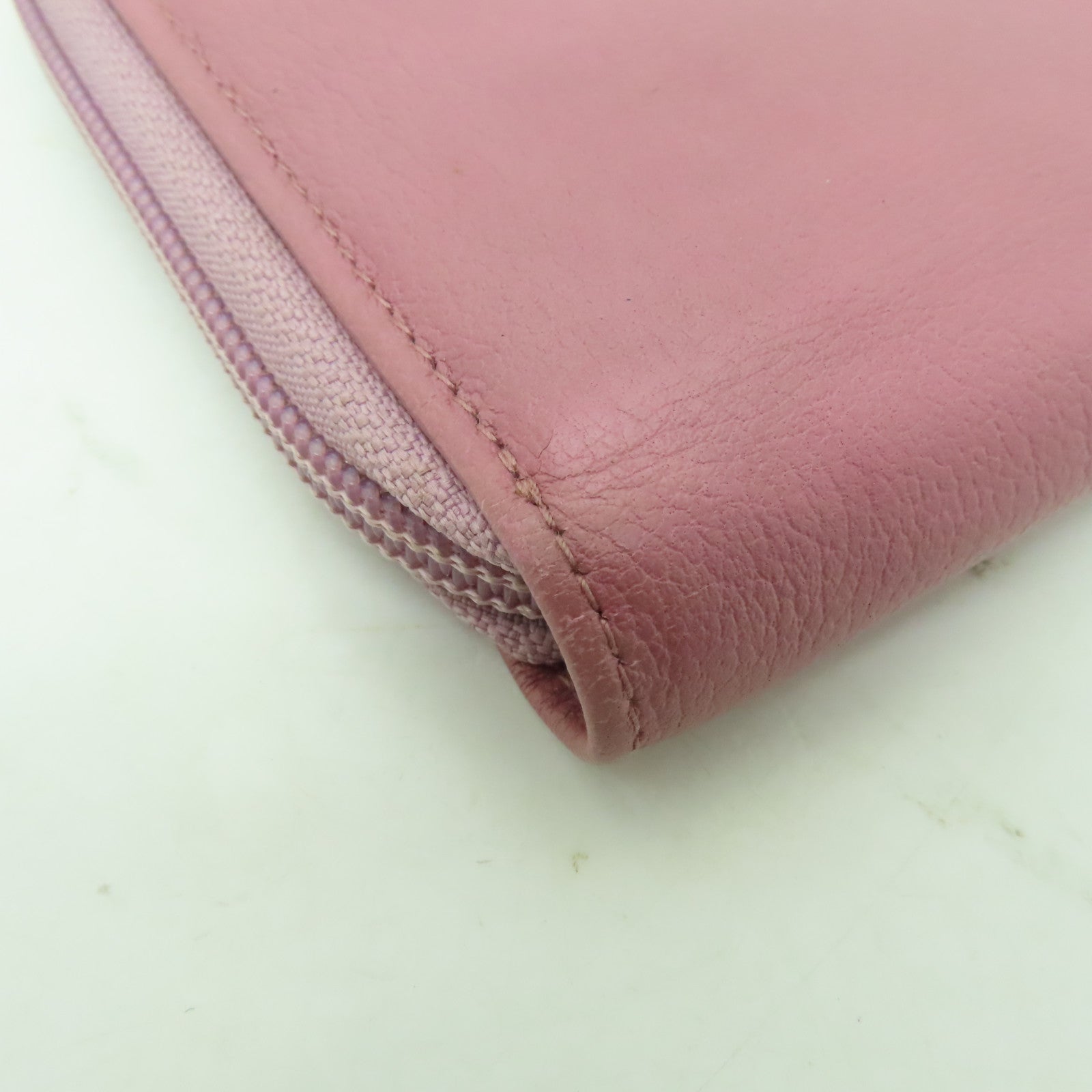 CHANEL 【清倉大減價】牛皮皮革Zipped Long Wallet銀扣長錢包粉紅色