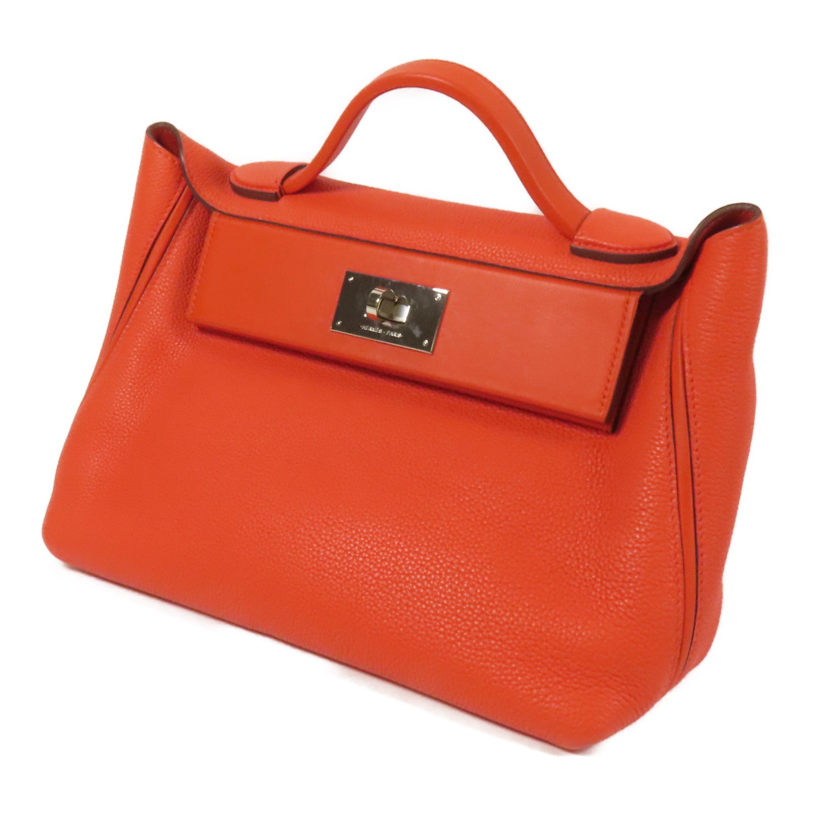 HERMES Clemence皮革24/24 29cm銀扣手挽肩背兩用袋Capucine