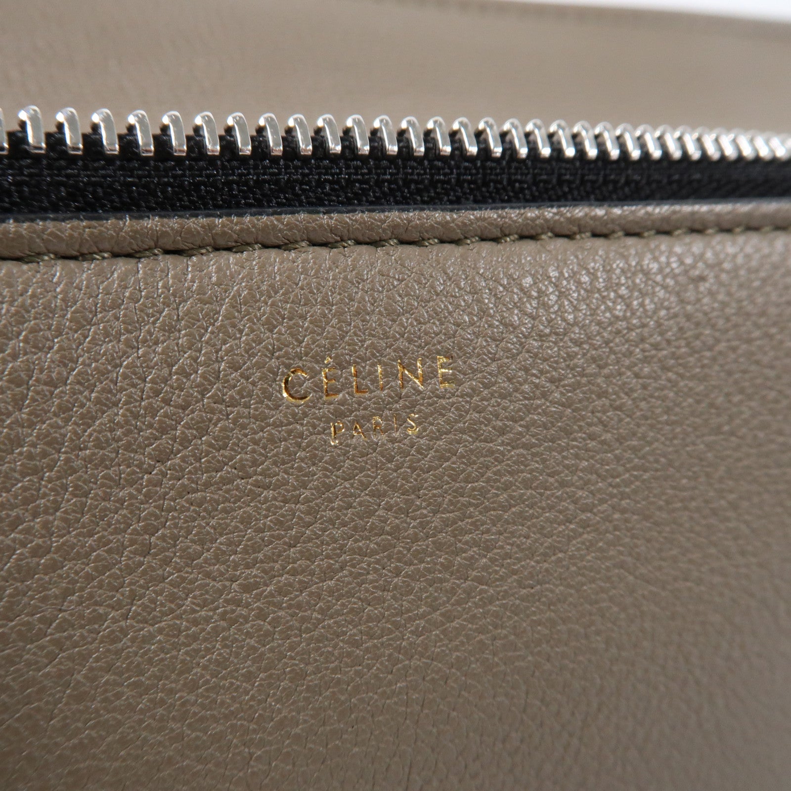 CELINE 【激減優惠】牛皮皮革Shoulder Bag銀扣肩背袋灰色
