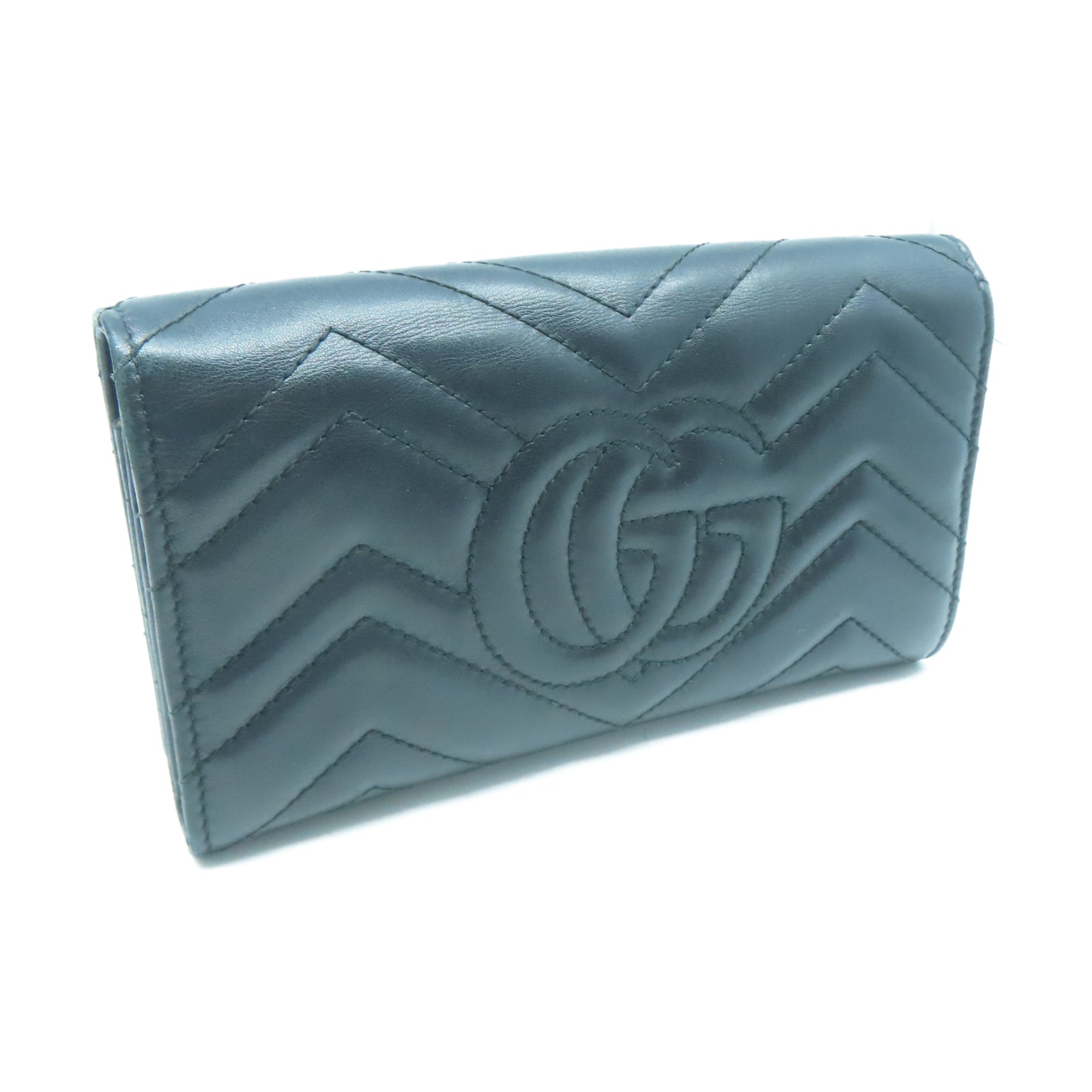GUCCI 【清倉大減價】斜紋牛皮皮革Long Wallet金扣長錢包黑色