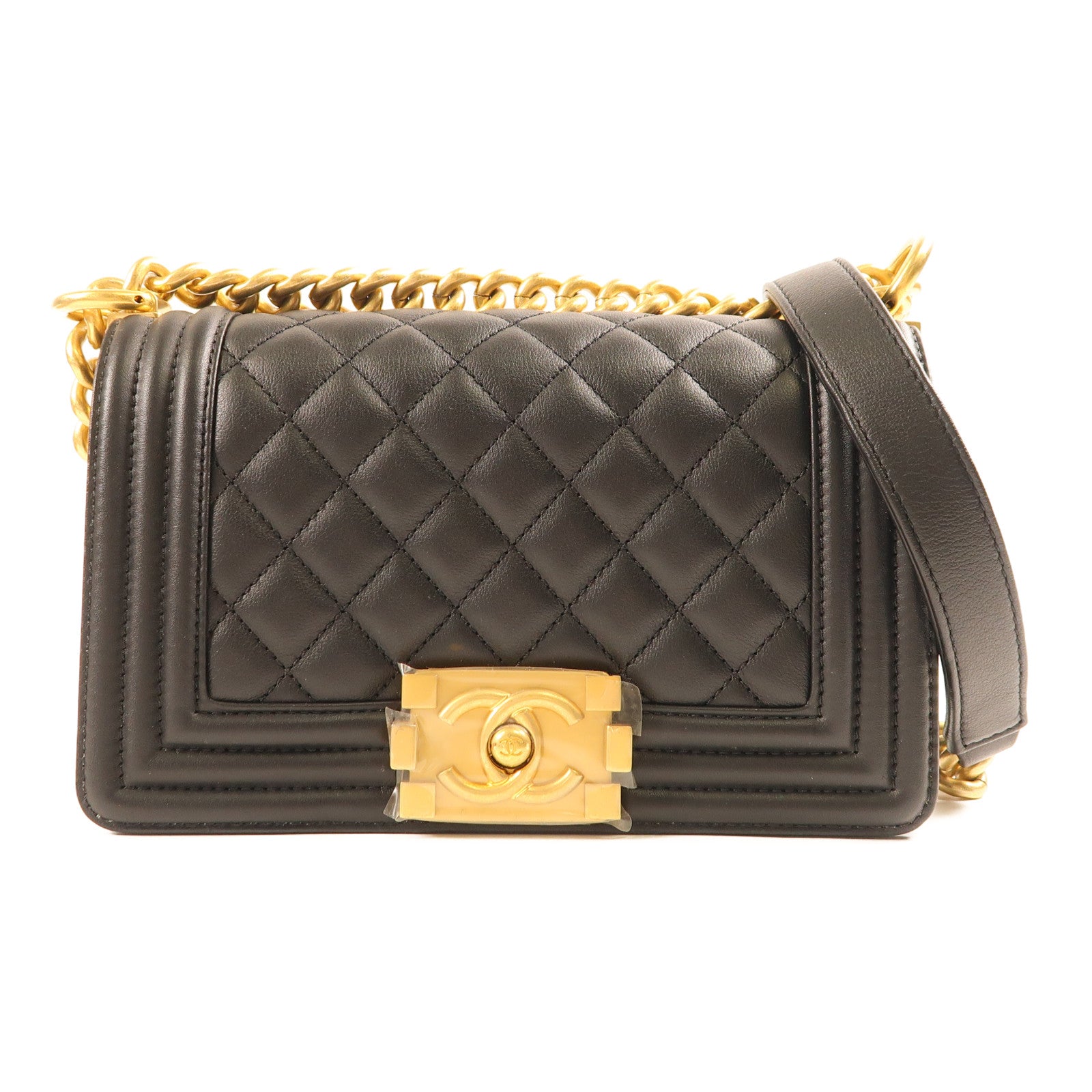 CHANEL 牛皮皮革Boy Chanel金扣肩背袋